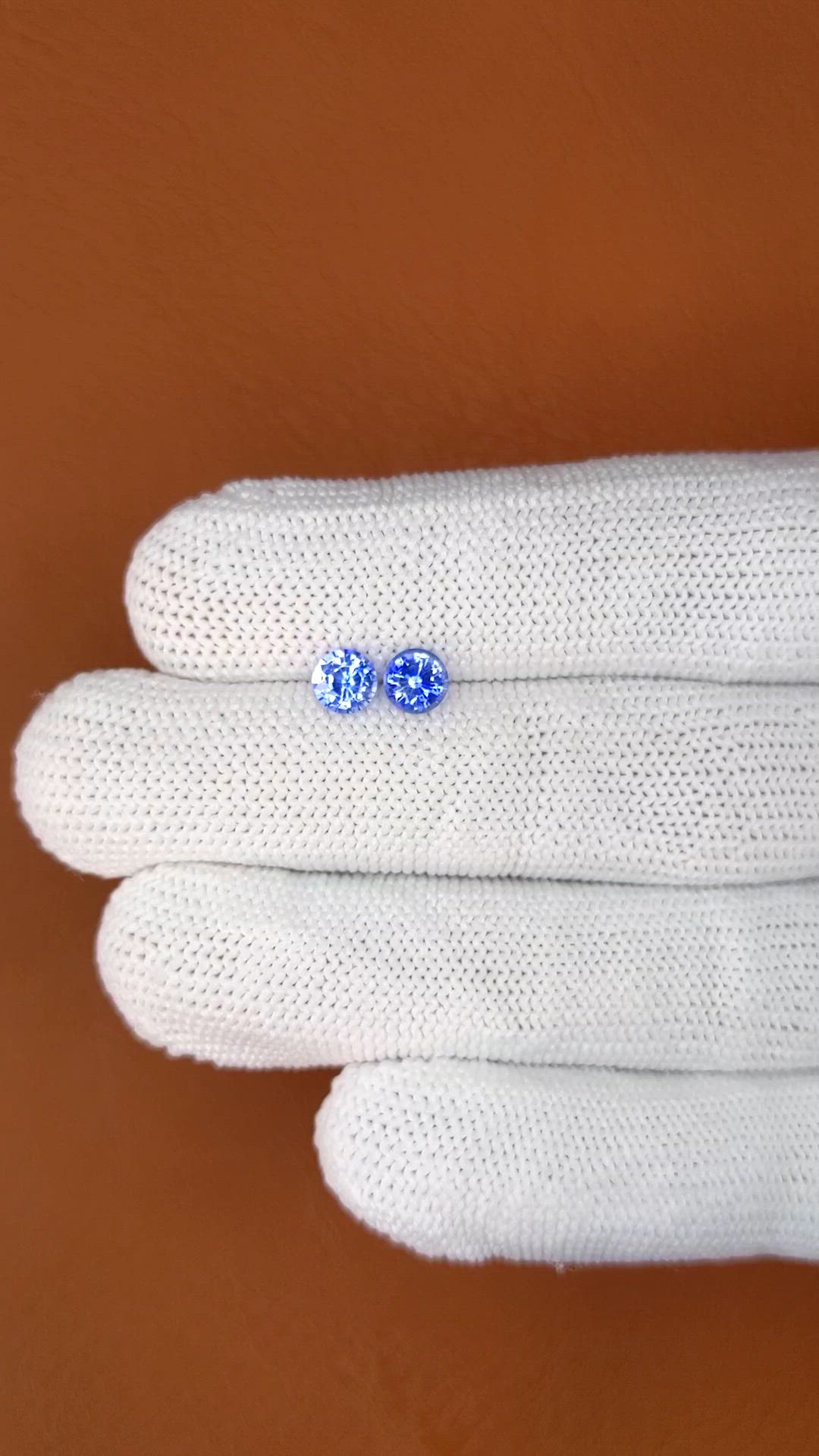 1.25 Ct.Tw.Total Carat Weight Blue Sapphire Pair from Ceylon (Sri Lanka) Size Video