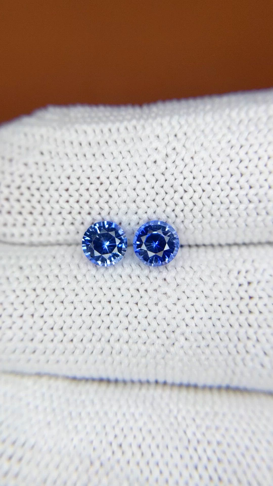 1.25 Ct.Tw.Total Carat Weight Blue Sapphire Pair from Ceylon (Sri Lanka) Size Video