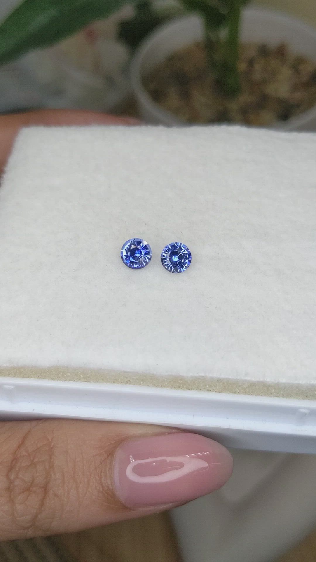 1.25 Ct.Tw.Total Carat Weight Blue Sapphire Pair from Ceylon (Sri Lanka) Size Video