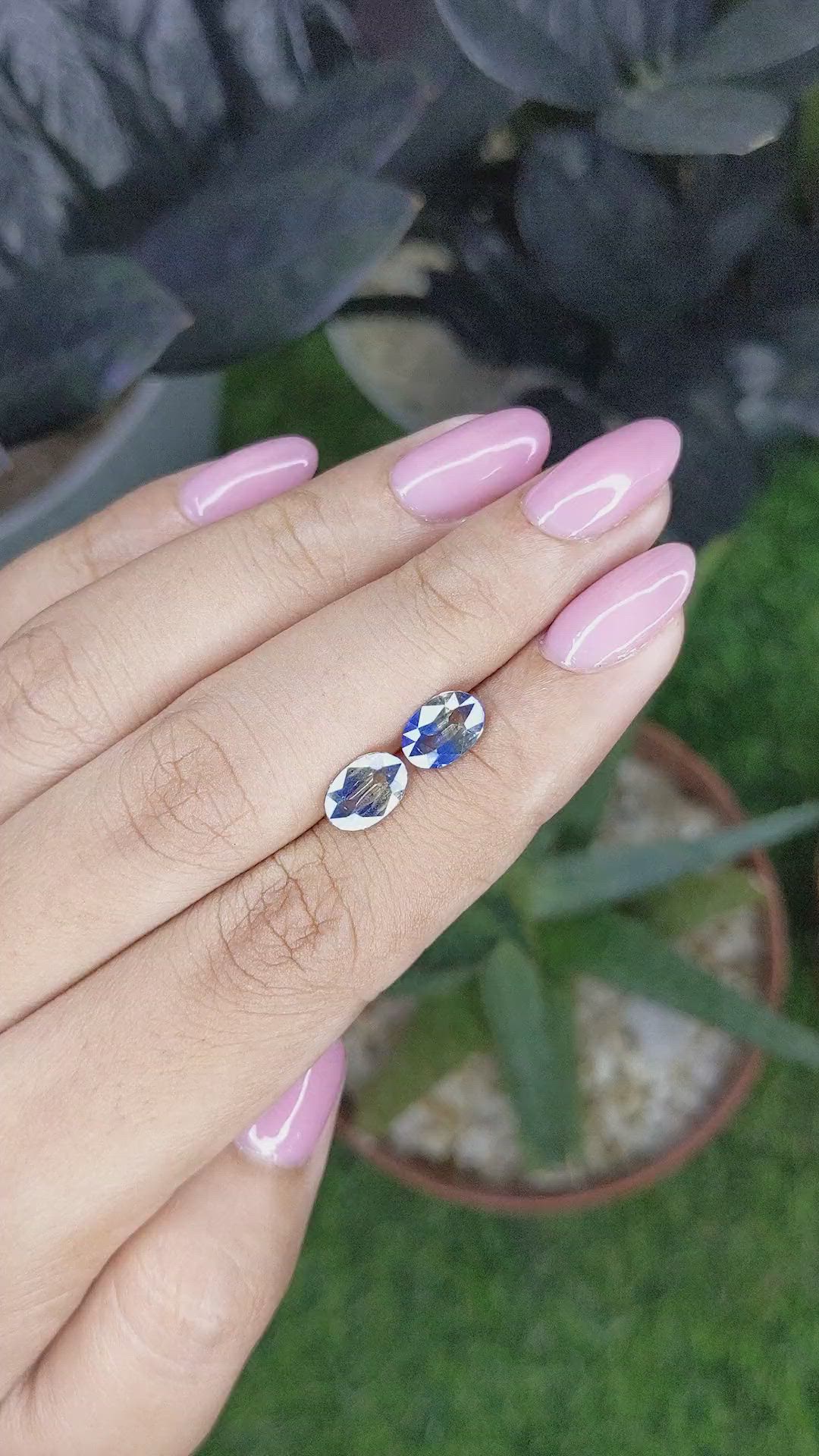 2.29 Ct.Tw.Total Carat Weight Bi Color / Parti Sapphire Pair from Ceylon (Sri Lanka) Size Video