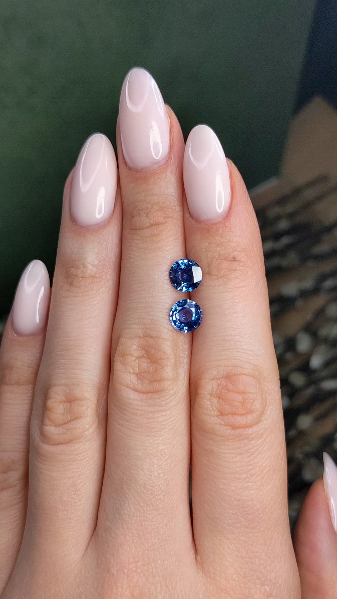 3.14 Ct.Tw.Total Carat Weight Blue Sapphire Pair from Ceylon (Sri Lanka) Size Video