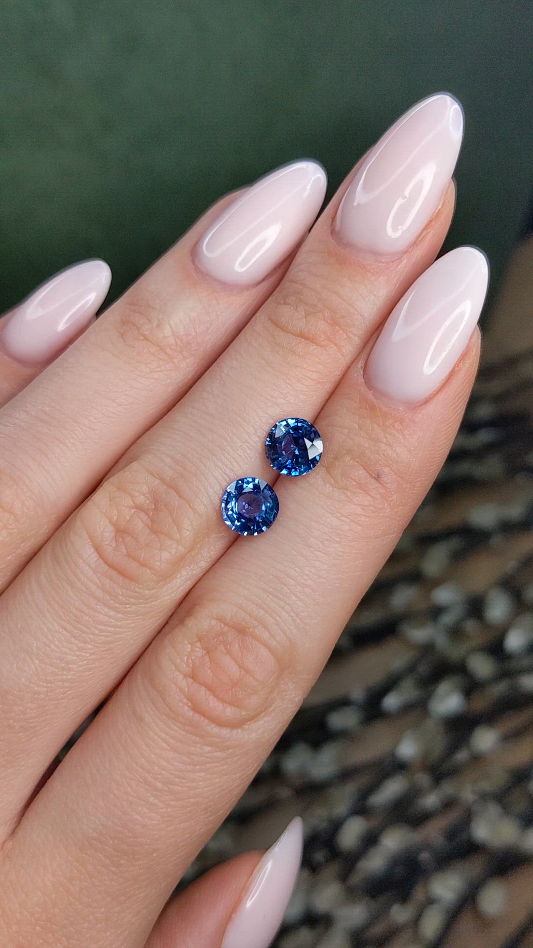 3.14 Ct.Tw.Total Carat Weight Blue Sapphire Pair from Ceylon (Sri Lanka) Size Video