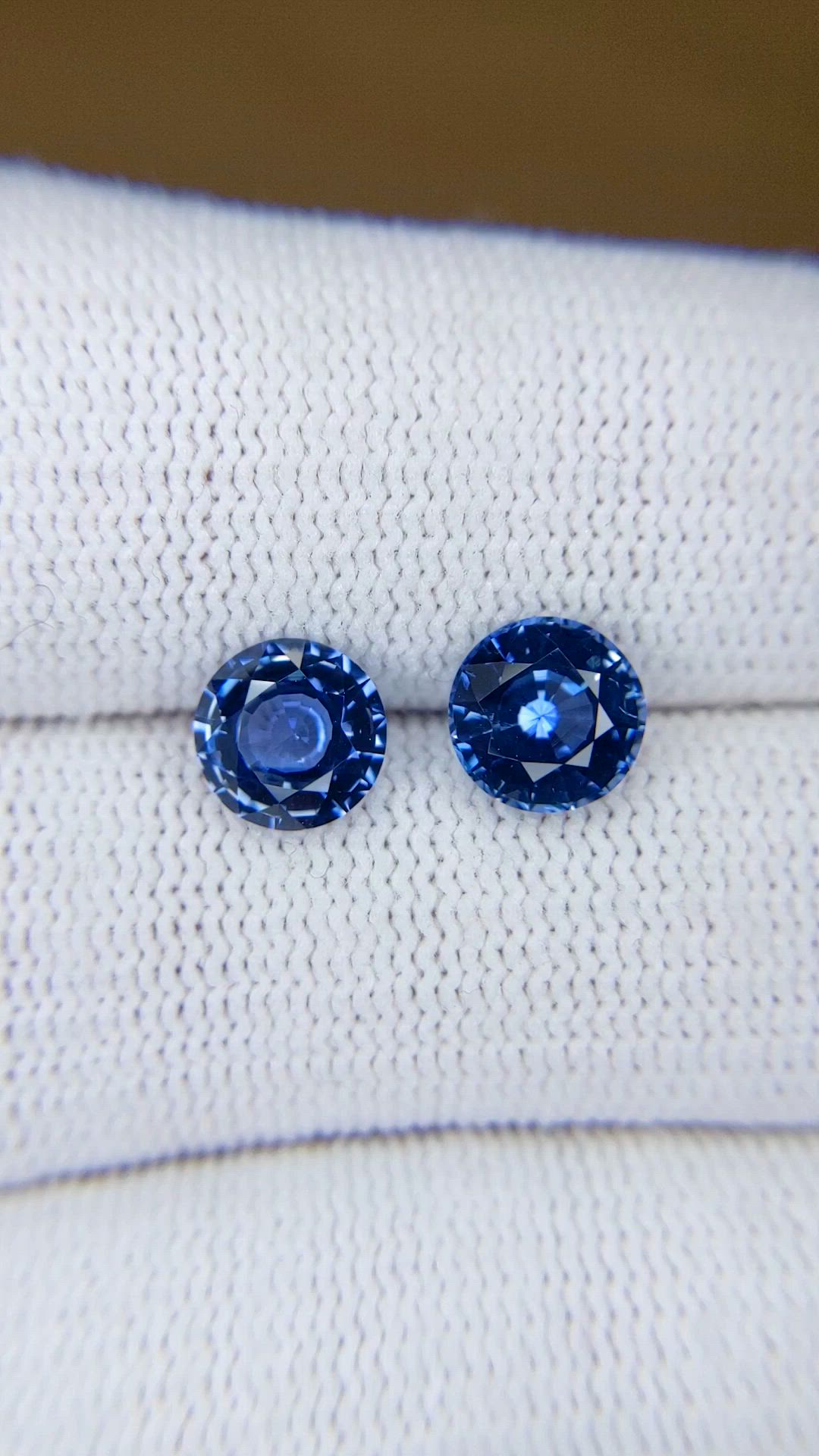 3.14 Ct.Tw.Total Carat Weight Blue Sapphire Pair from Ceylon (Sri Lanka) Size Video