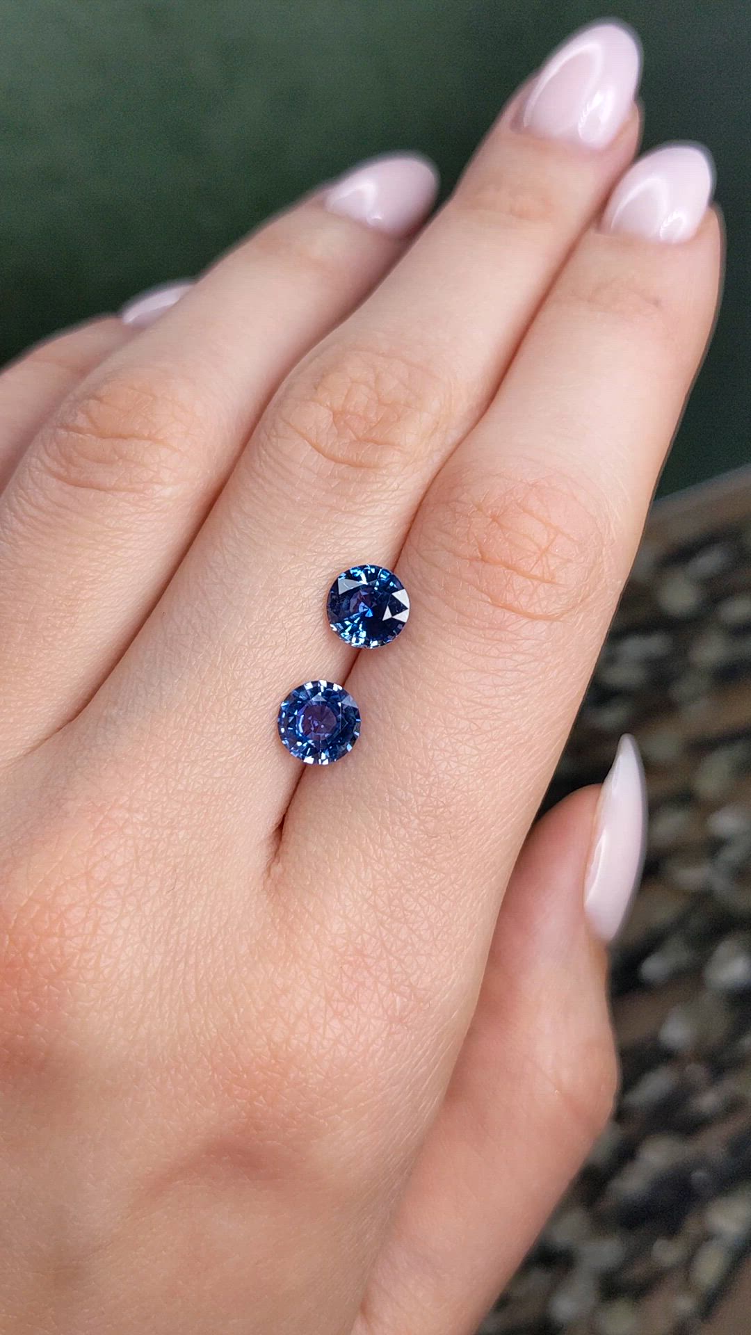 3.14 Ct.Tw.Total Carat Weight Blue Sapphire Pair from Ceylon (Sri Lanka) Size Video
