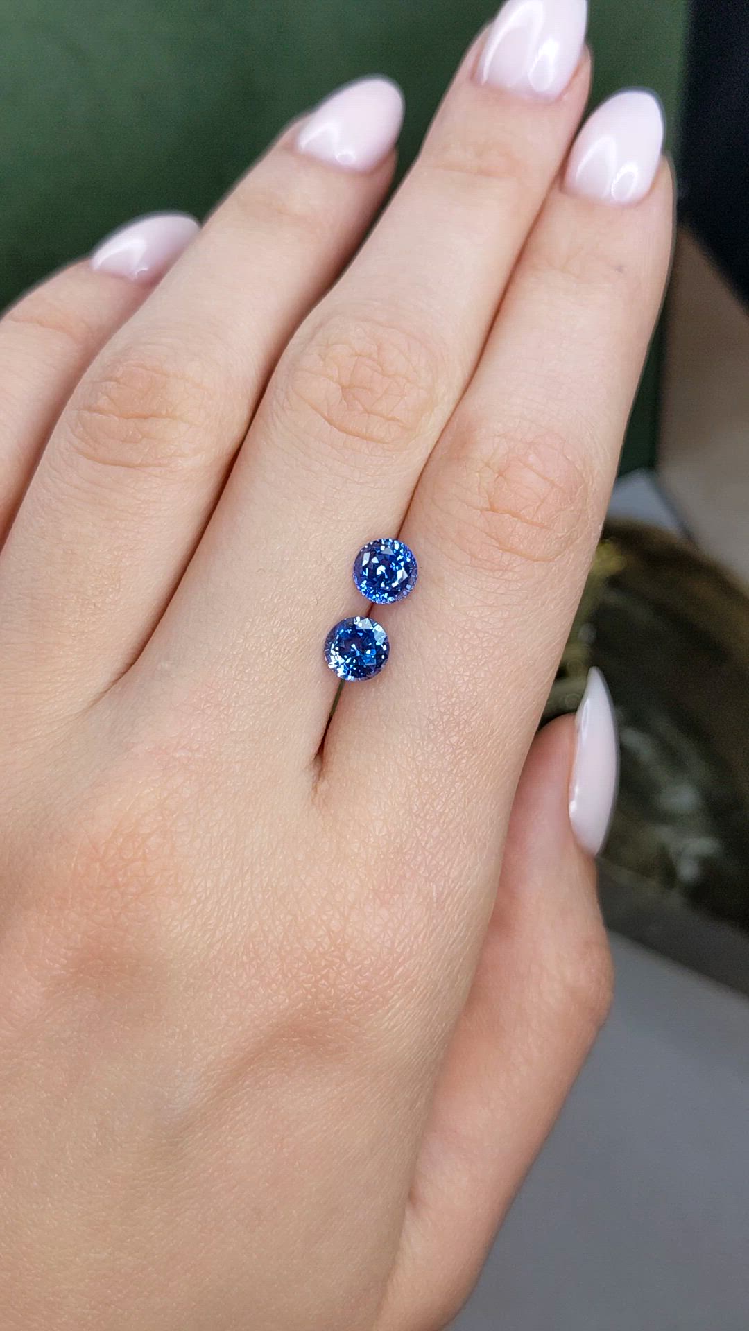 2.64&nbsp;Ct.Tw.Total Carat Weight Blue Sapphire Pair from Ceylon (Sri Lanka) Size Video