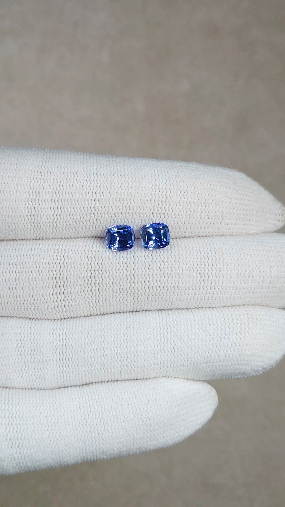 2.53 Ct.Tw.Total Carat Weight Blue Sapphire Pair from Ceylon (Sri Lanka) Size Video