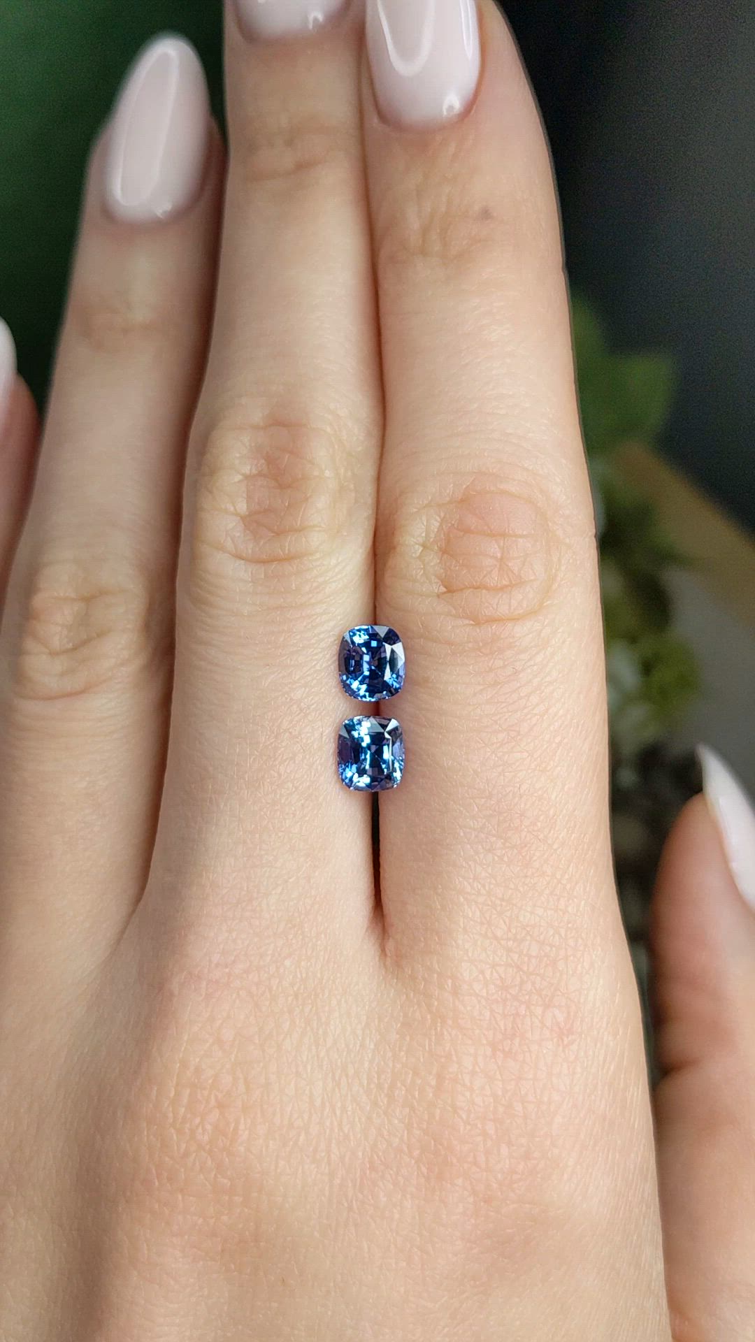2.53 Ct.Tw.Total Carat Weight Blue Sapphire Pair from Ceylon (Sri Lanka) Size Video