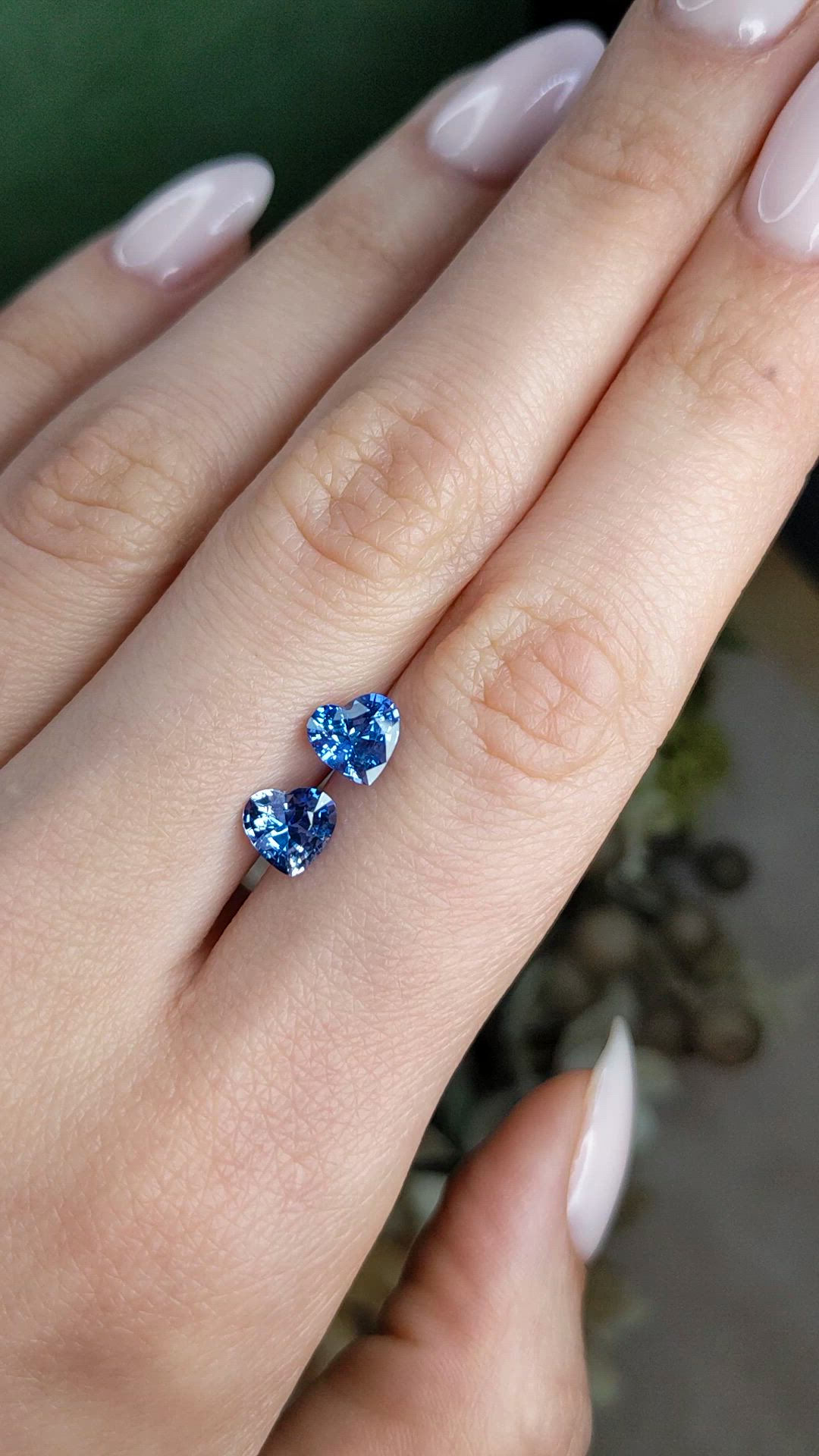 2.54 Ct.Tw.Total Carat Weight Blue Sapphire Pair from Ceylon (Sri Lanka) Size Video