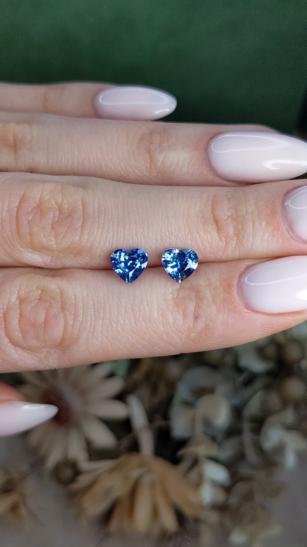 2.54 Ct.Tw.Total Carat Weight Blue Sapphire Pair from Ceylon (Sri Lanka) Size Video