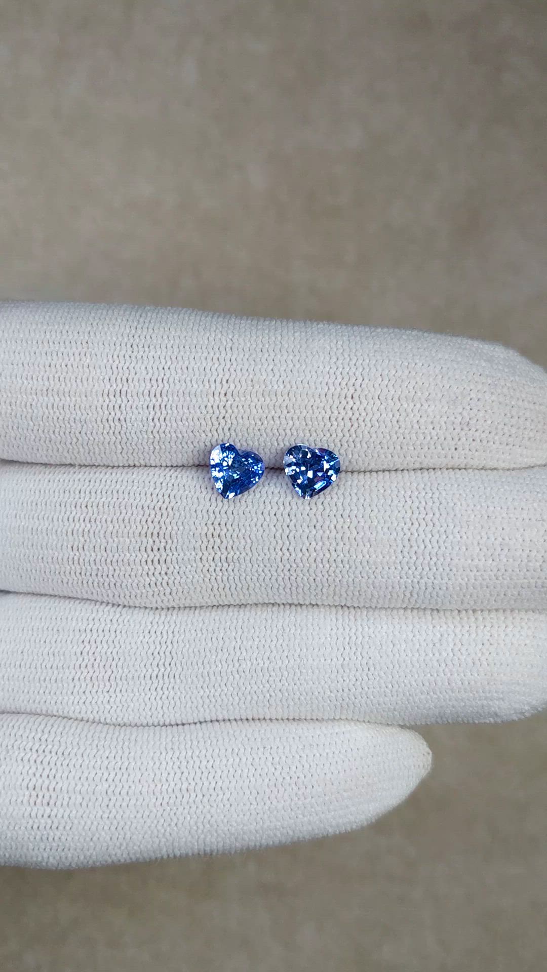 2.54 Ct.Tw.Total Carat Weight Blue Sapphire Pair from Ceylon (Sri Lanka) Size Video