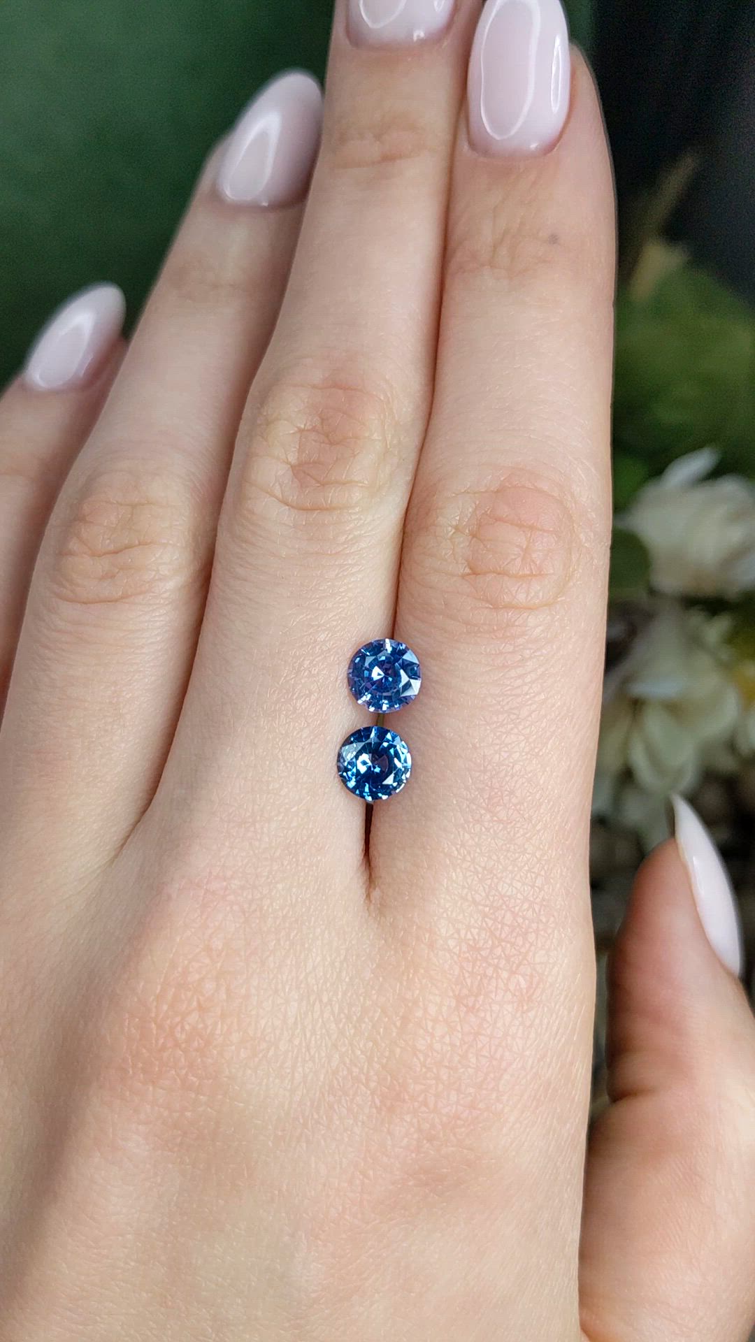 2.30&nbsp;Ct.Tw.Total Carat Weight Blue Sapphire Pair from Ceylon (Sri Lanka) Size Video