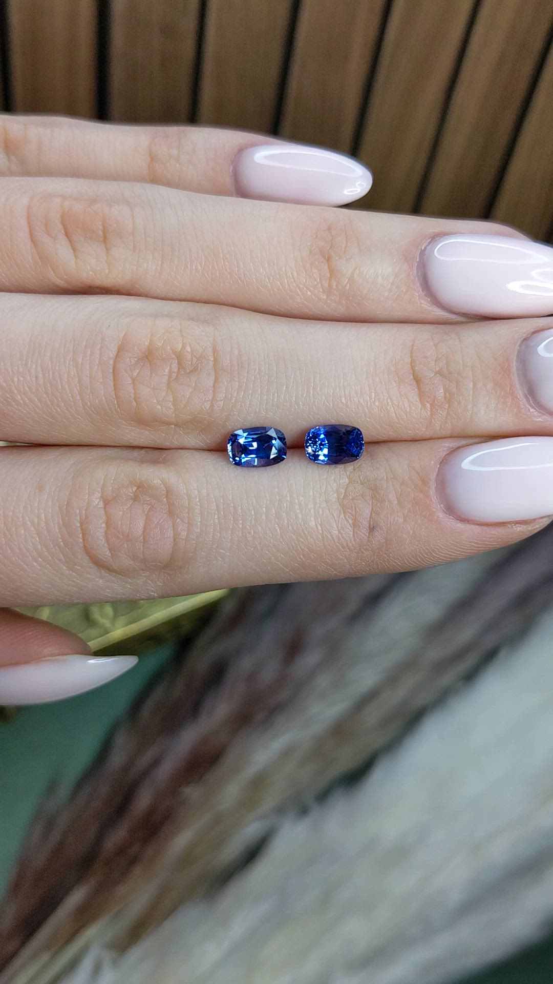 2.29 Ct.Tw.Total Carat Weight Blue Sapphire Pair from Ceylon (Sri Lanka) Size Video