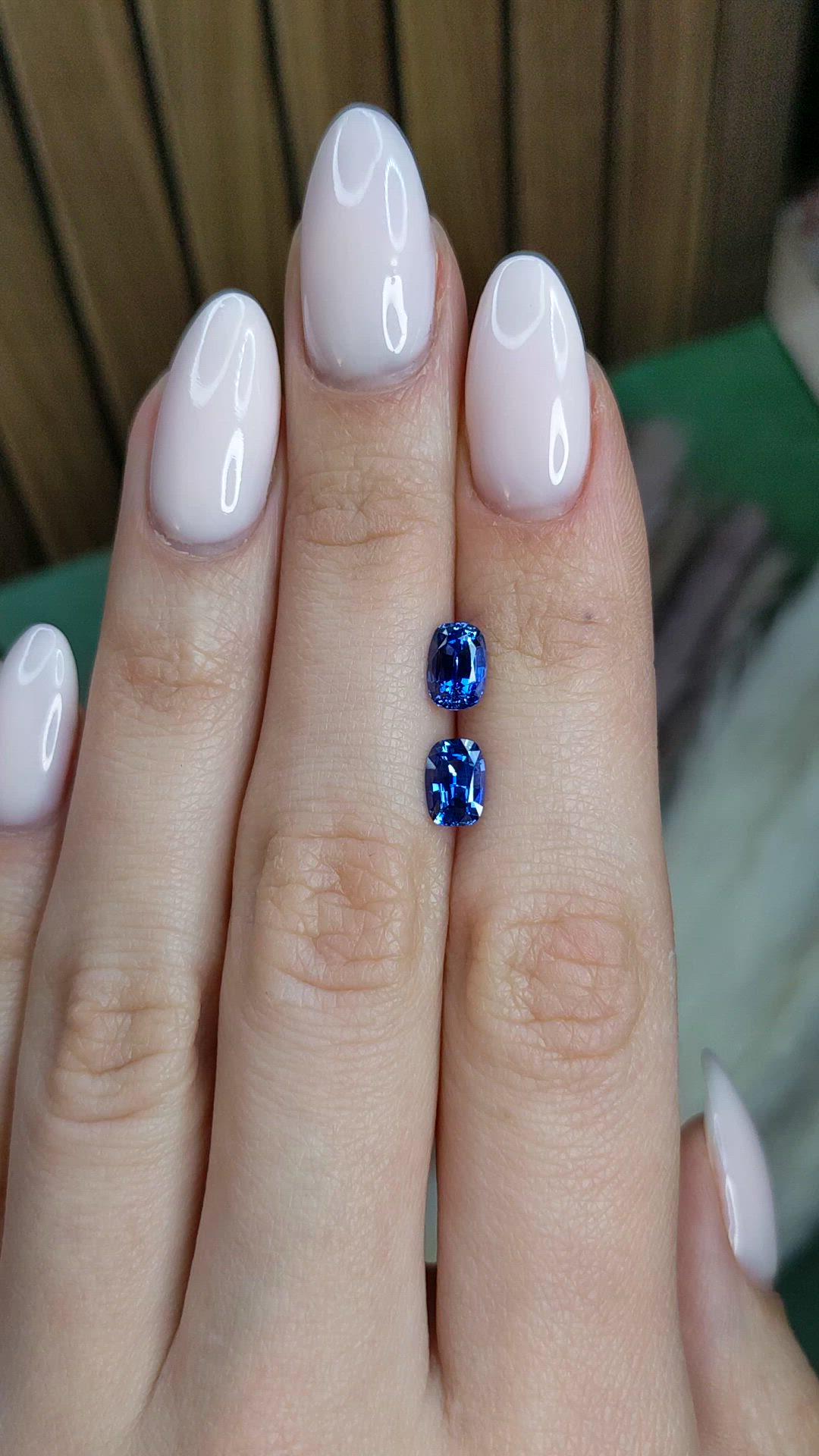 2.29 Ct.Tw.Total Carat Weight Blue Sapphire Pair from Ceylon (Sri Lanka) Size Video