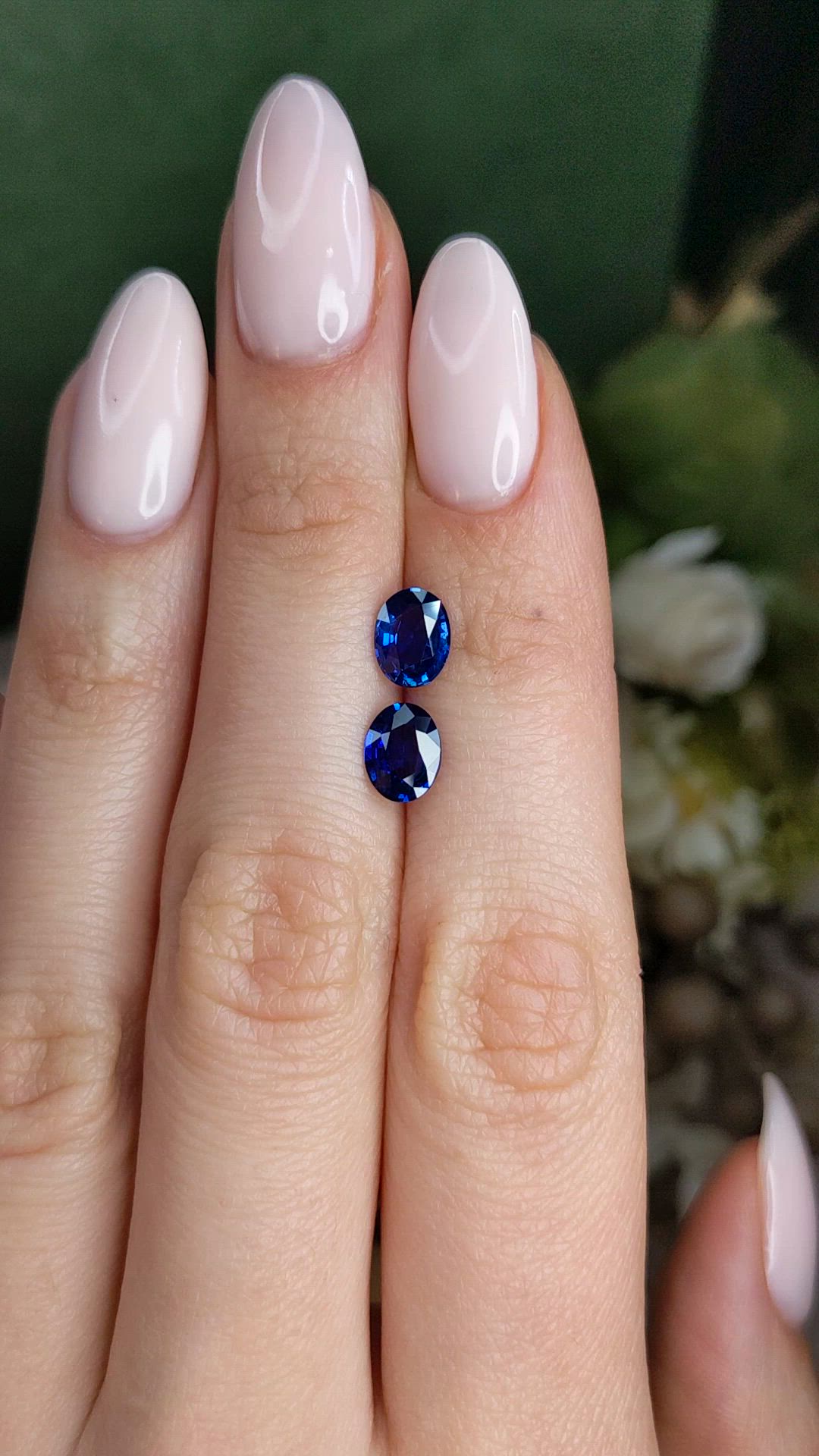 2.33&nbsp;Ct.Tw.Total Carat Weight Blue Sapphire Pair from Ceylon (Sri Lanka) Size Video