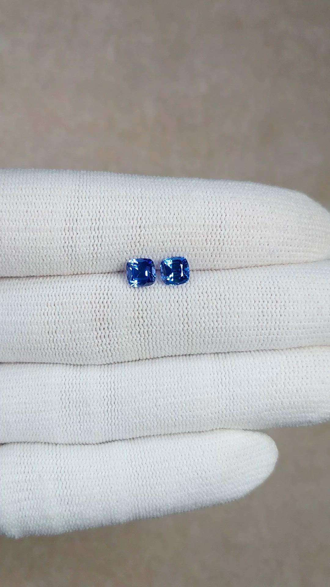 2.10 Ct.Tw.Total Carat Weight Blue Sapphire Pair from Ceylon (Sri Lanka) Size Video