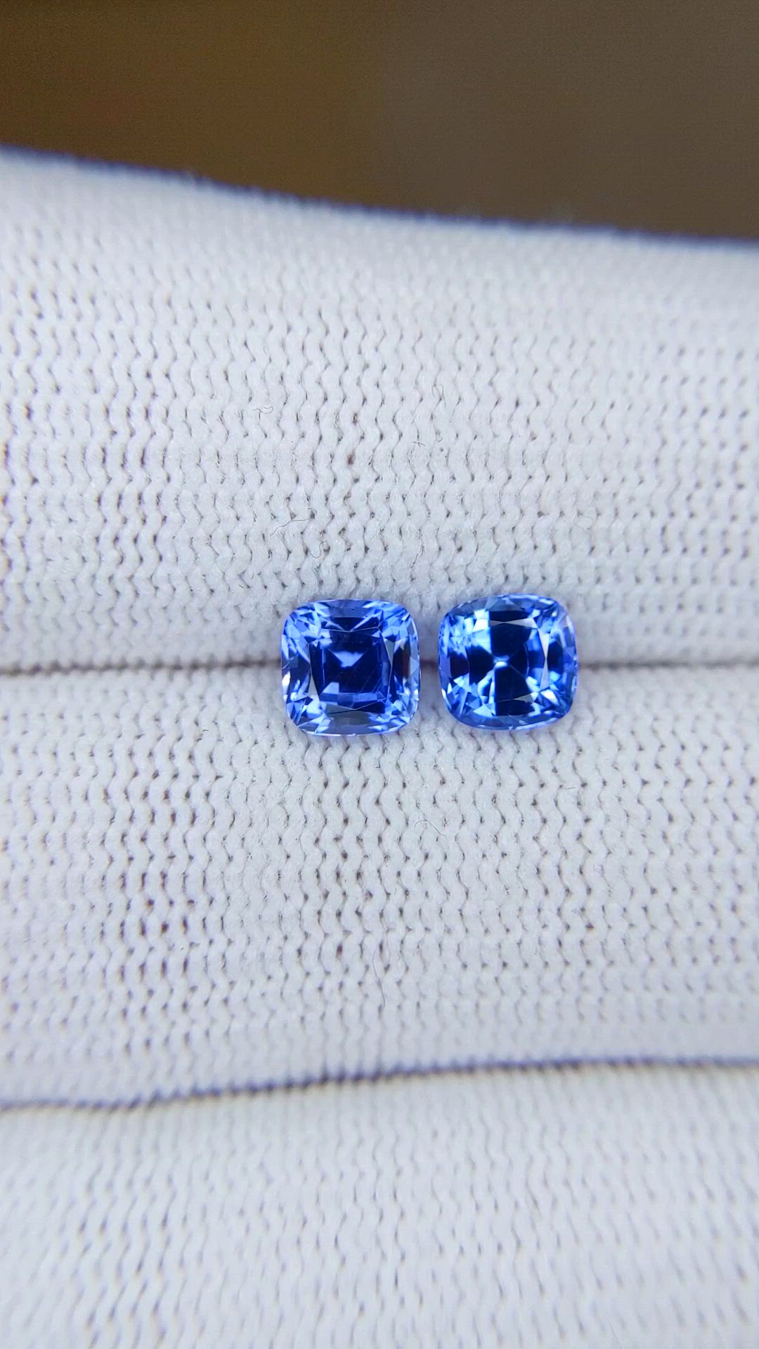 2.10 Ct.Tw.Total Carat Weight Blue Sapphire Pair from Ceylon (Sri Lanka) Size Video