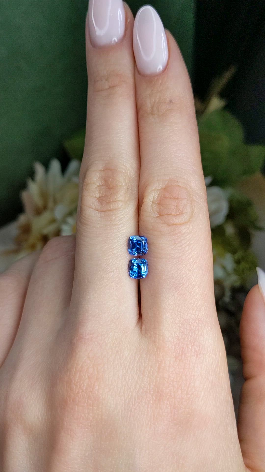 2.10 Ct.Tw.Total Carat Weight Blue Sapphire Pair from Ceylon (Sri Lanka) Size Video