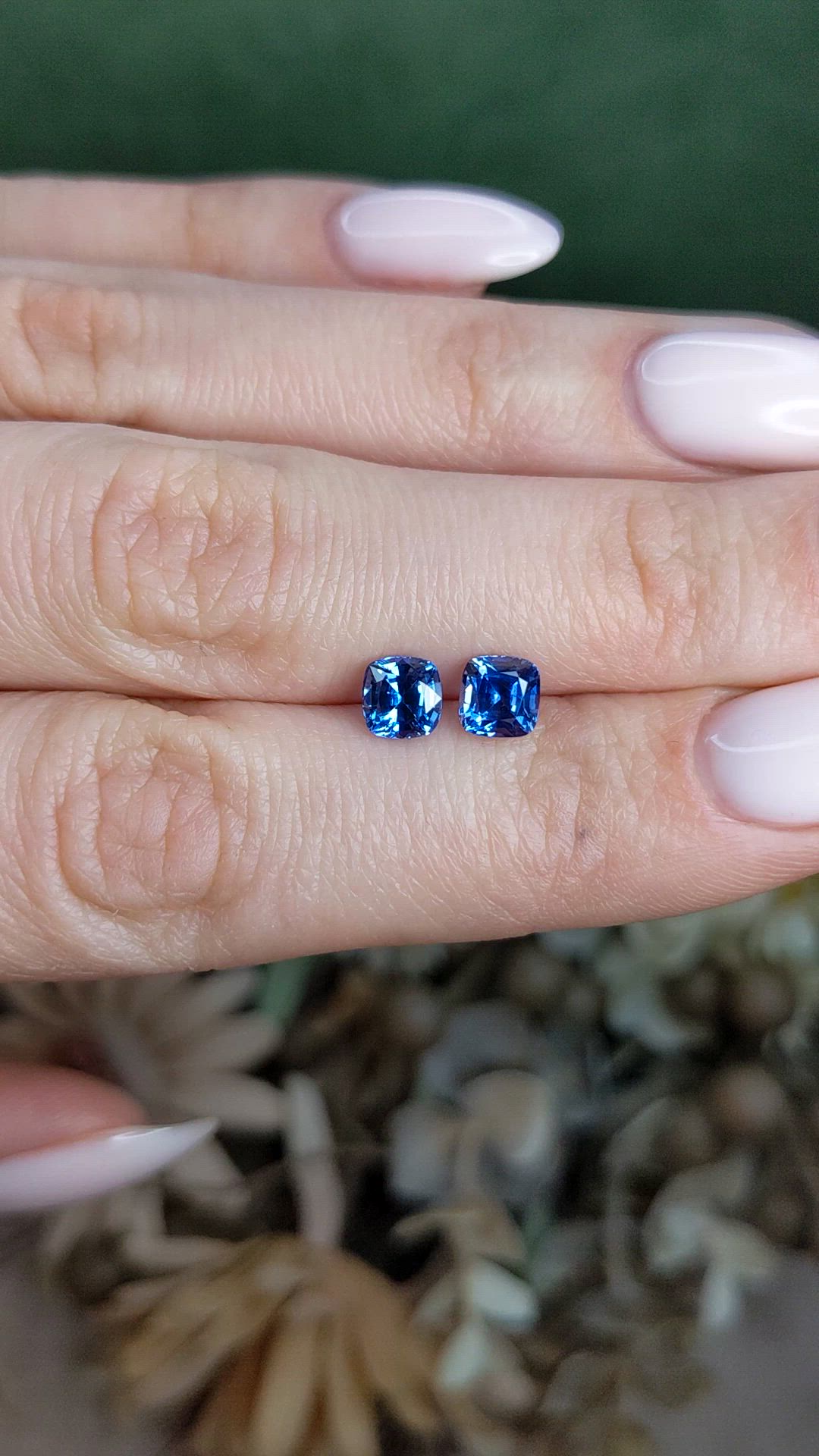 2.10 Ct.Tw.Total Carat Weight Blue Sapphire Pair from Ceylon (Sri Lanka) Size Video