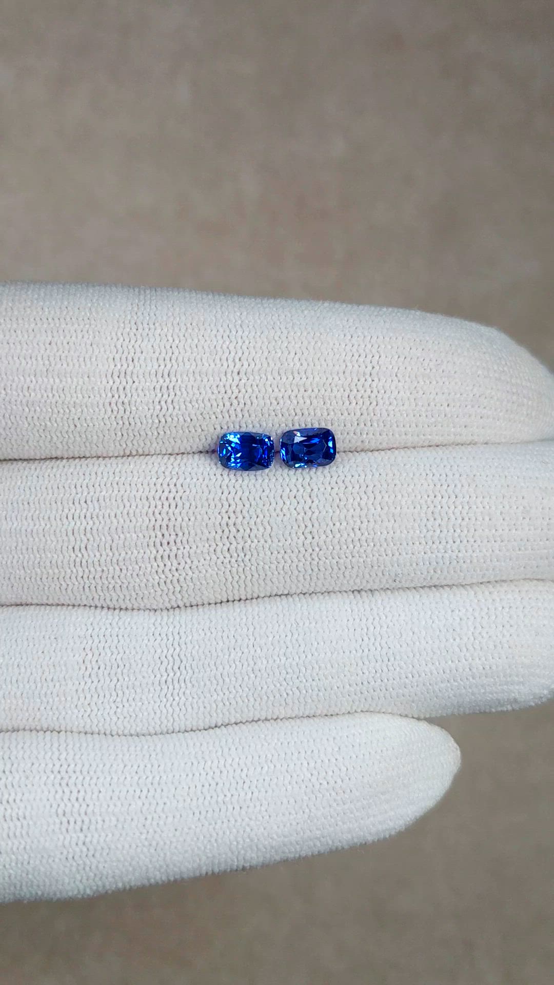 2.05 Ct.Tw.Total Carat Weight Blue Sapphire Pair from Ceylon (Sri Lanka) Size Video