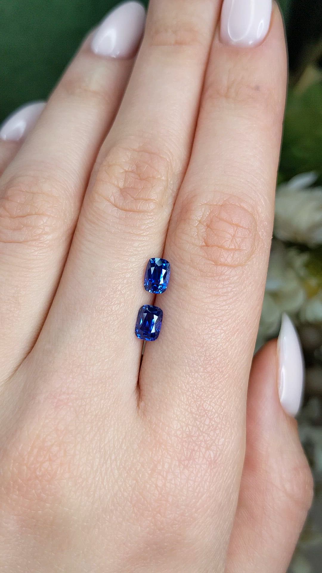 2.05 Ct.Tw.Total Carat Weight Blue Sapphire Pair from Ceylon (Sri Lanka) Size Video