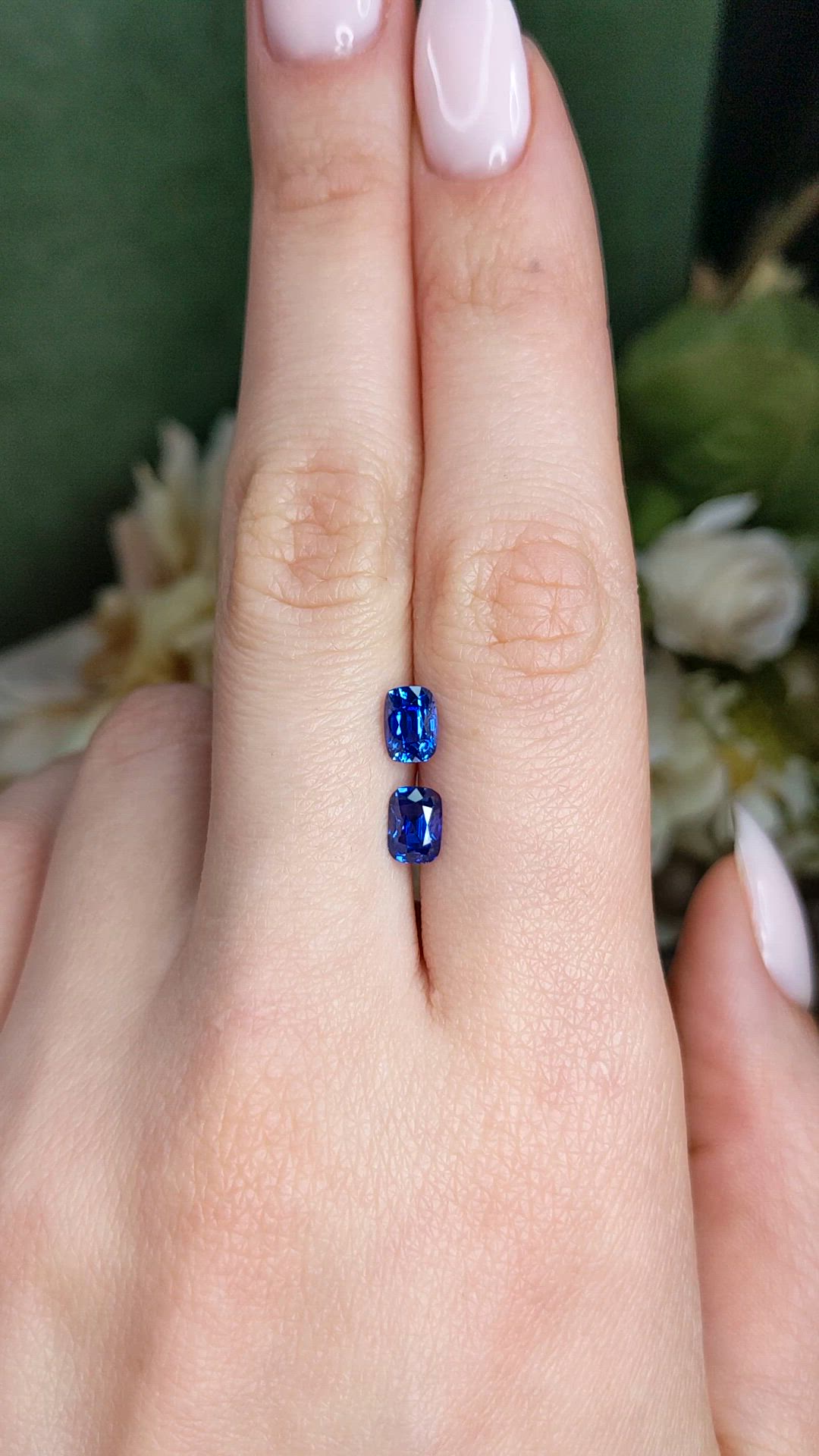 2.05 Ct.Tw.Total Carat Weight Blue Sapphire Pair from Ceylon (Sri Lanka) Size Video