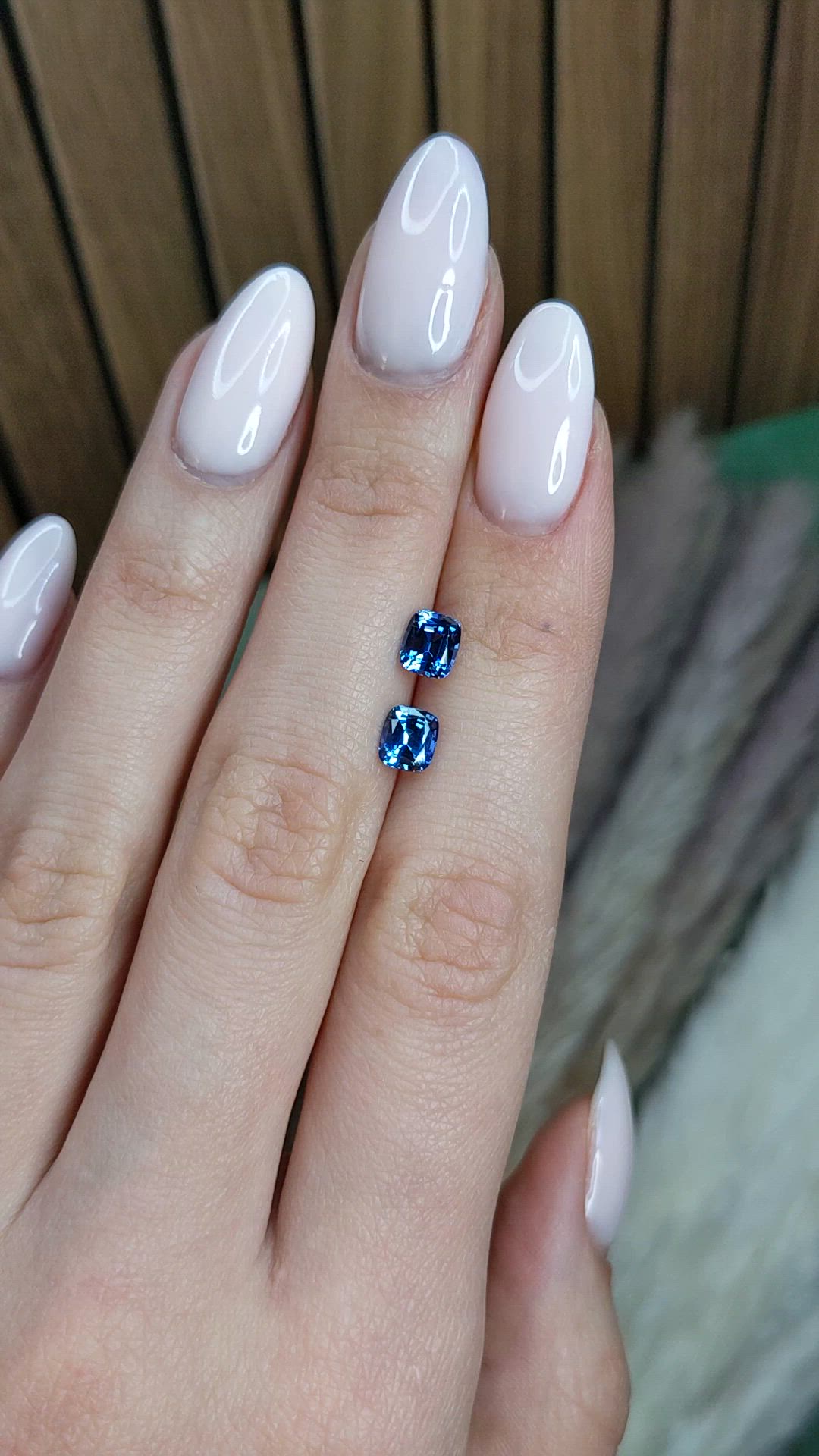 2.05&nbsp;Ct.Tw.Total Carat Weight Blue Sapphire Pair from Ceylon (Sri Lanka) Size Video