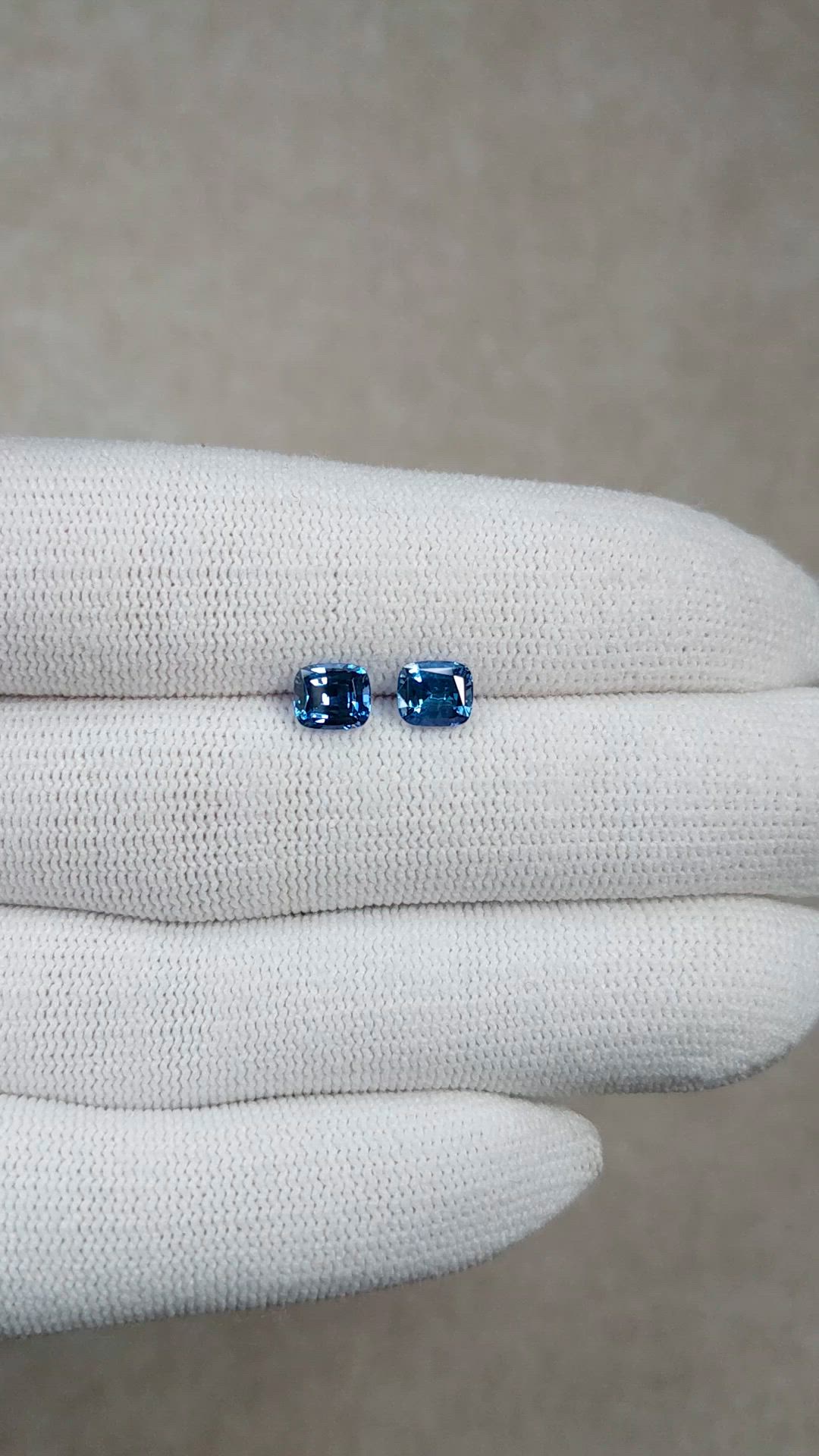 2.05&nbsp;Ct.Tw.Total Carat Weight Blue Sapphire Pair from Ceylon (Sri Lanka) Size Video