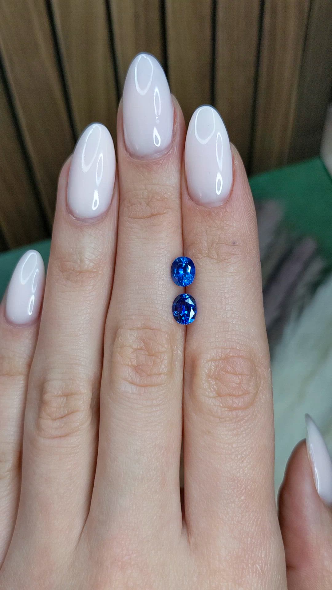 2.02 Ct.Tw.Total Carat Weight Blue Sapphire Pair from Ceylon (Sri Lanka) Size Video