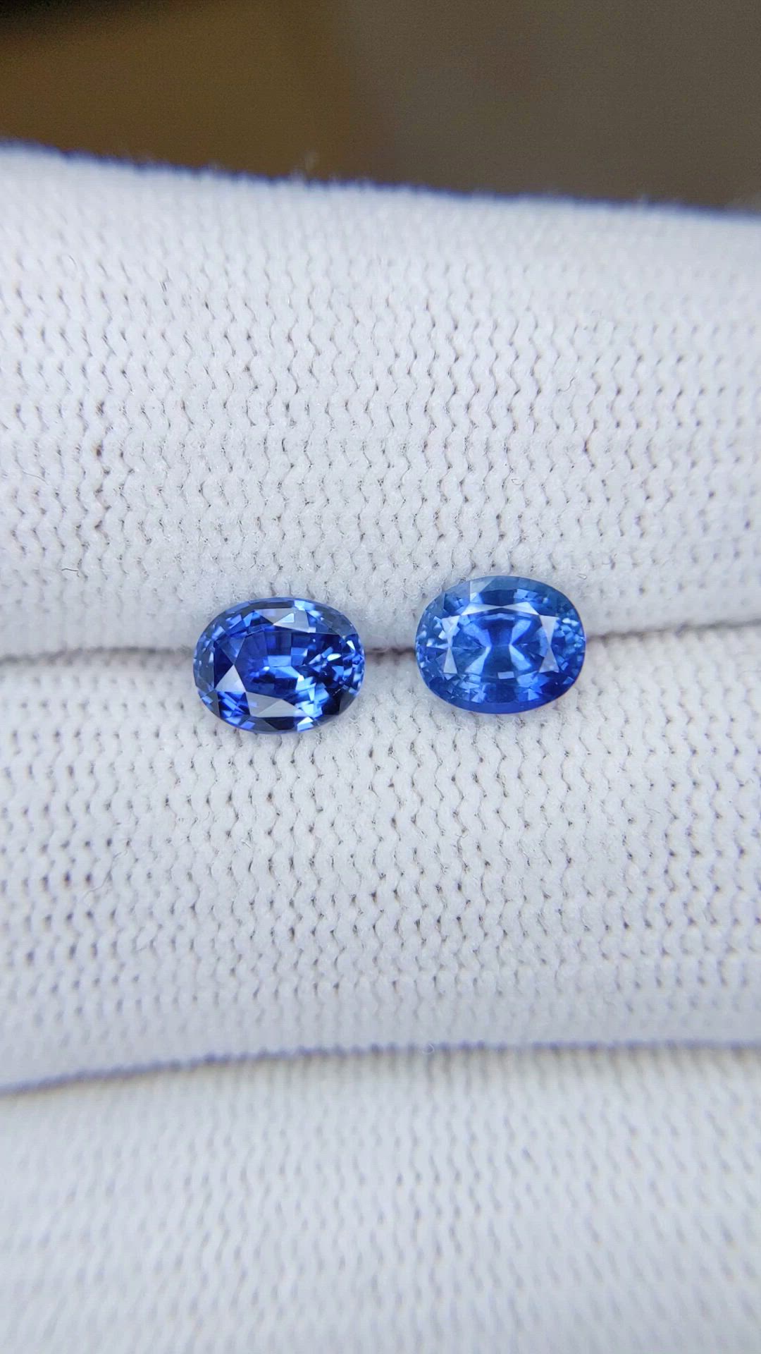 2.02 Ct.Tw.Total Carat Weight Blue Sapphire Pair from Ceylon (Sri Lanka) Size Video