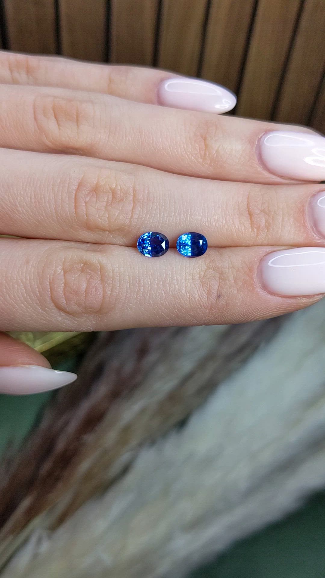 2.02 Ct.Tw.Total Carat Weight Blue Sapphire Pair from Ceylon (Sri Lanka) Size Video