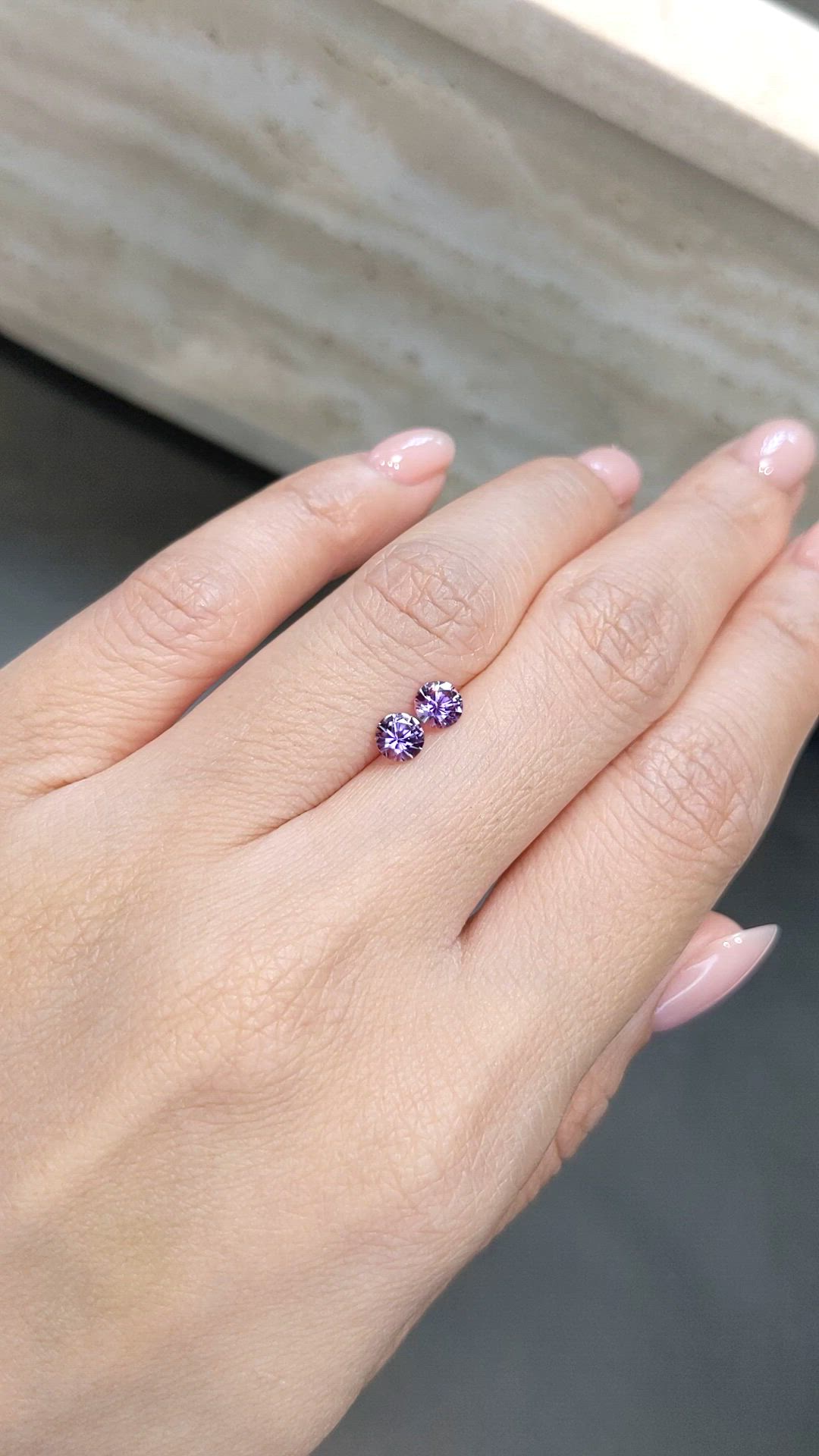 0.80 Ct.Tw.Total Carat Weight Purple Sapphire Pair from Ceylon (Sri Lanka) Size Video