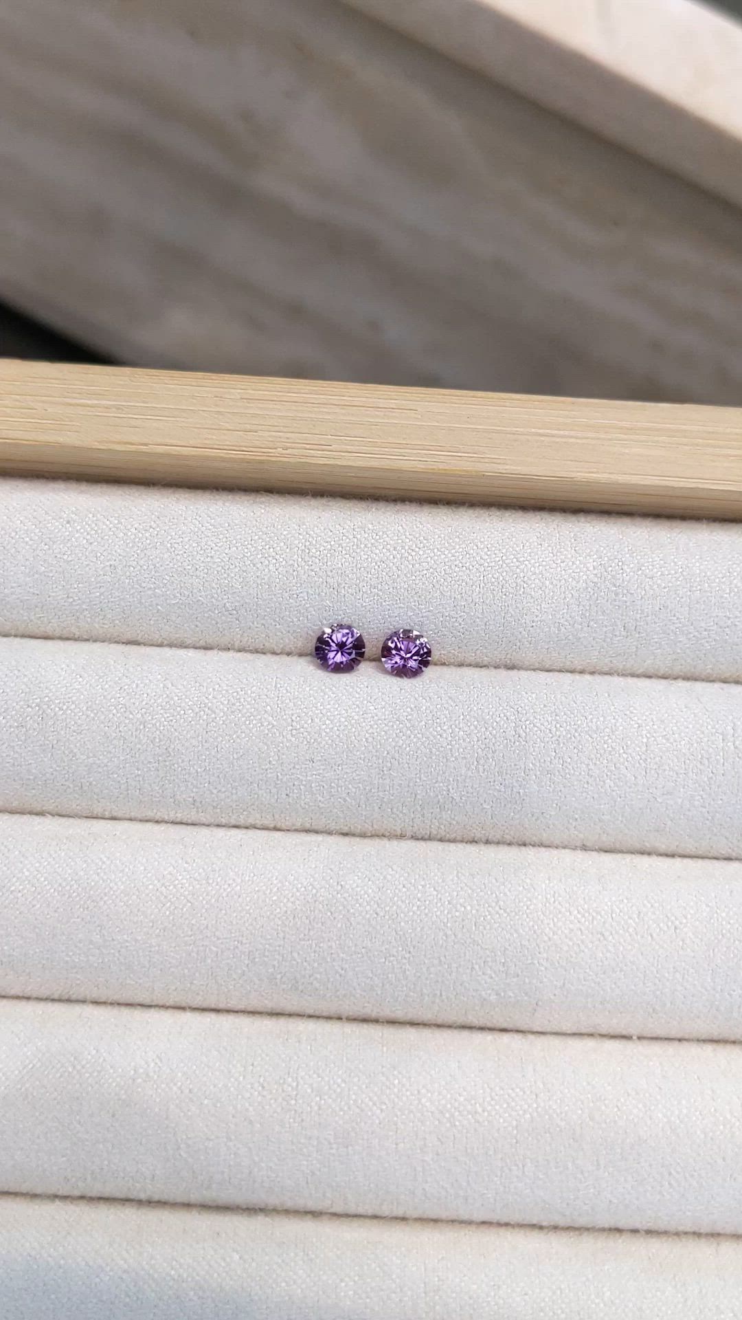 0.80 Ct.Tw.Total Carat Weight Purple Sapphire Pair from Ceylon (Sri Lanka) Size Video