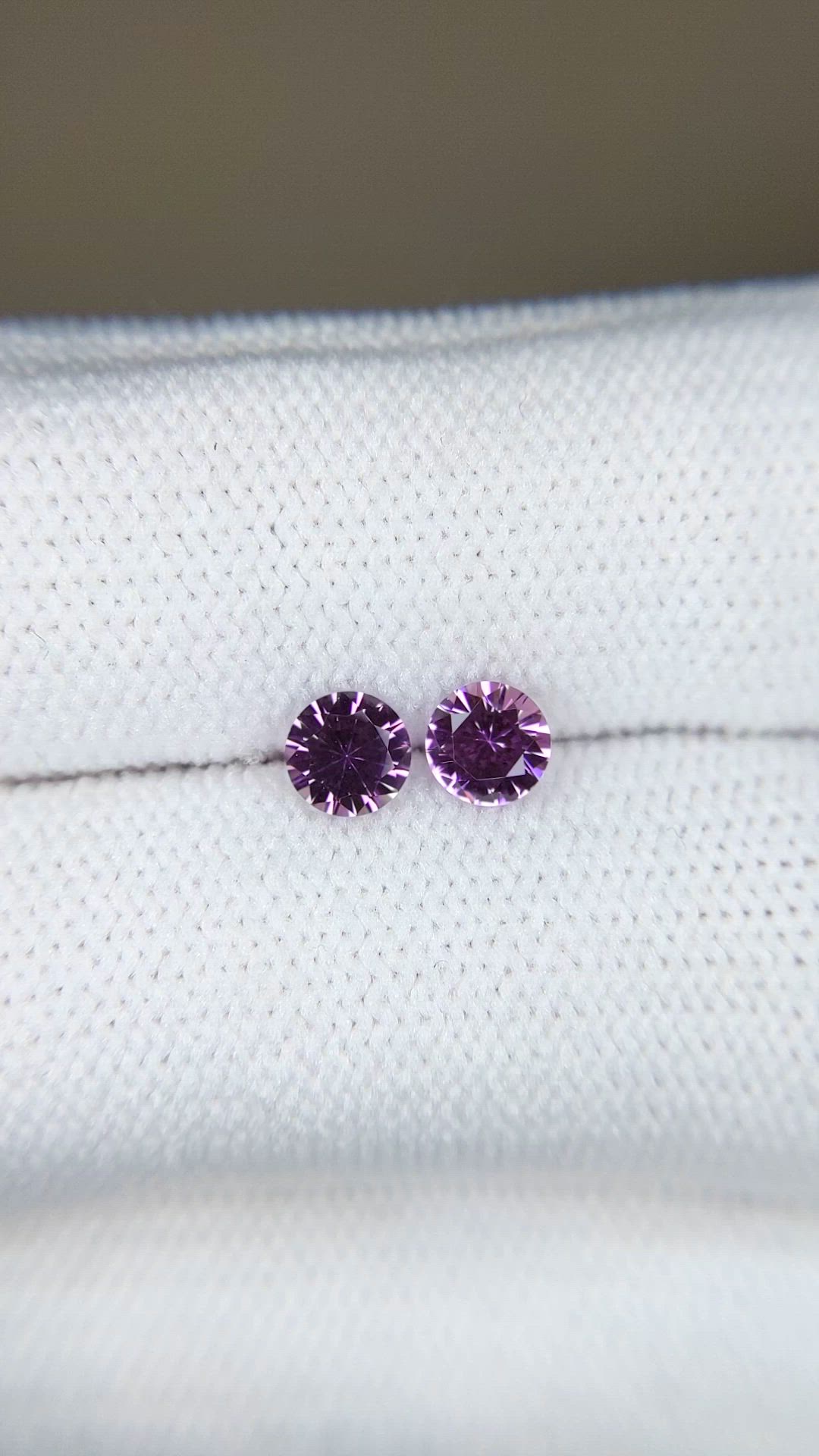 0.80 Ct.Tw.Total Carat Weight Purple Sapphire Pair from Ceylon (Sri Lanka) Size Video
