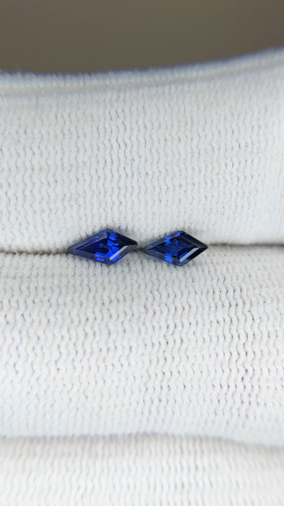0.66 Ct.Tw.Total Carat Weight Blue Sapphire Pair from Madagascar Size Video