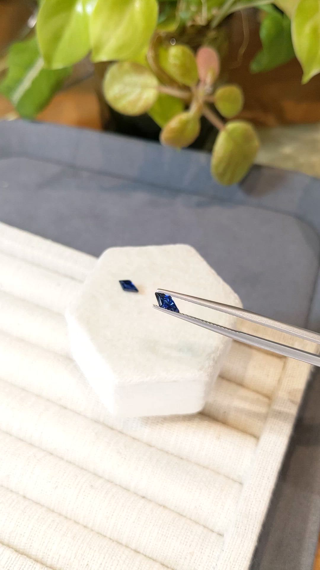 0.66 Ct.Tw.Total Carat Weight Blue Sapphire Pair from Madagascar Size Video
