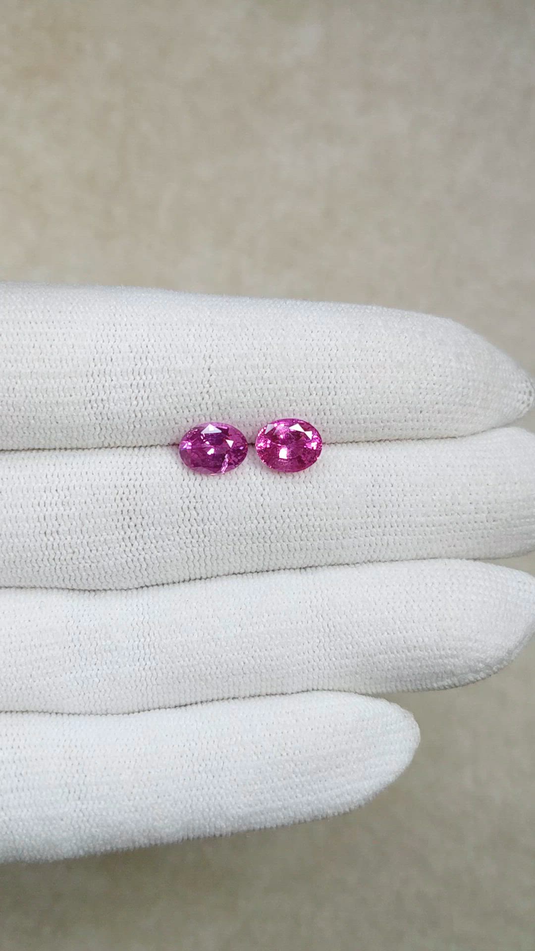 3.92 Ct.Tw.Total Carat Weight Pink Sapphire Pair from Madagascar Size Video