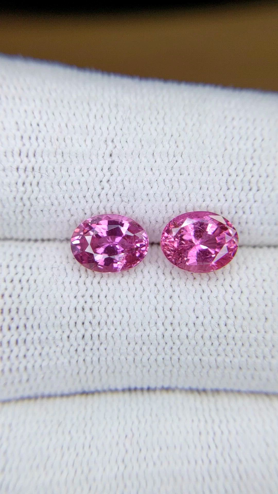 3.92 Ct.Tw.Total Carat Weight Pink Sapphire Pair from Madagascar Size Video
