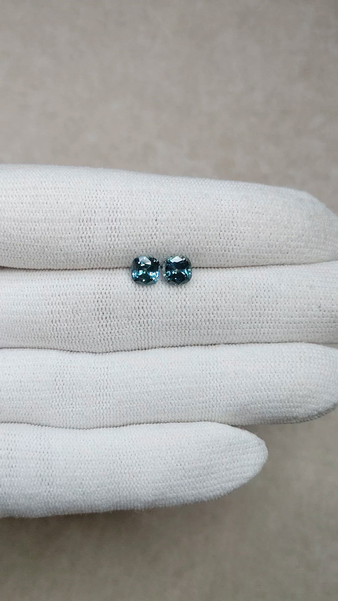 2.29&nbsp;Ct.Tw.Total Carat Weight Greenish Blue Sapphire Pair from Montana Size Video
