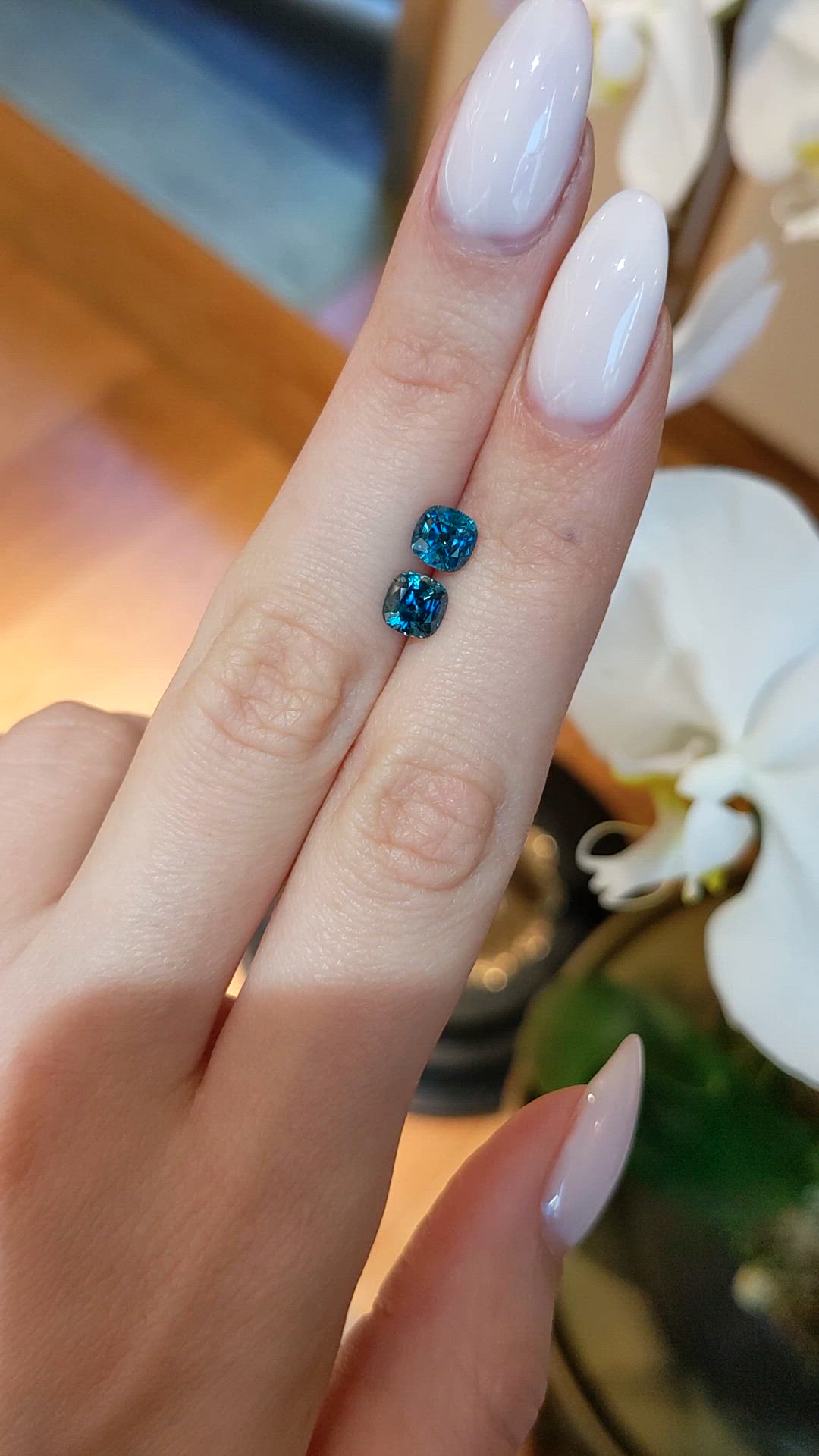 2.07 Ct.Tw.Total Carat Weight Greenish Blue Sapphire Pair from Montana Size Video