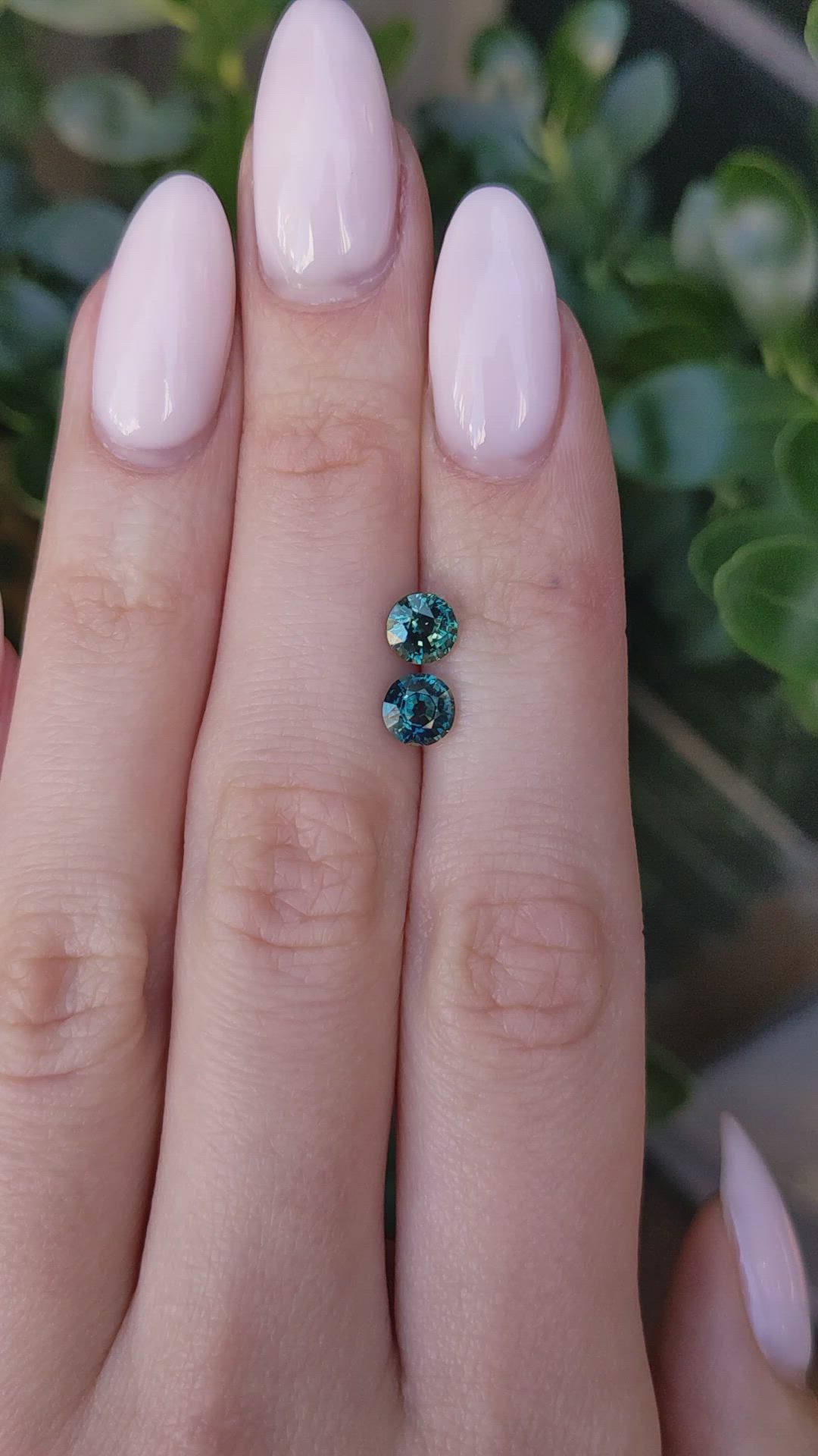 1.86 Ct.Tw.Total Carat Weight Greenish Blue Sapphire Pair from Montana Size Video