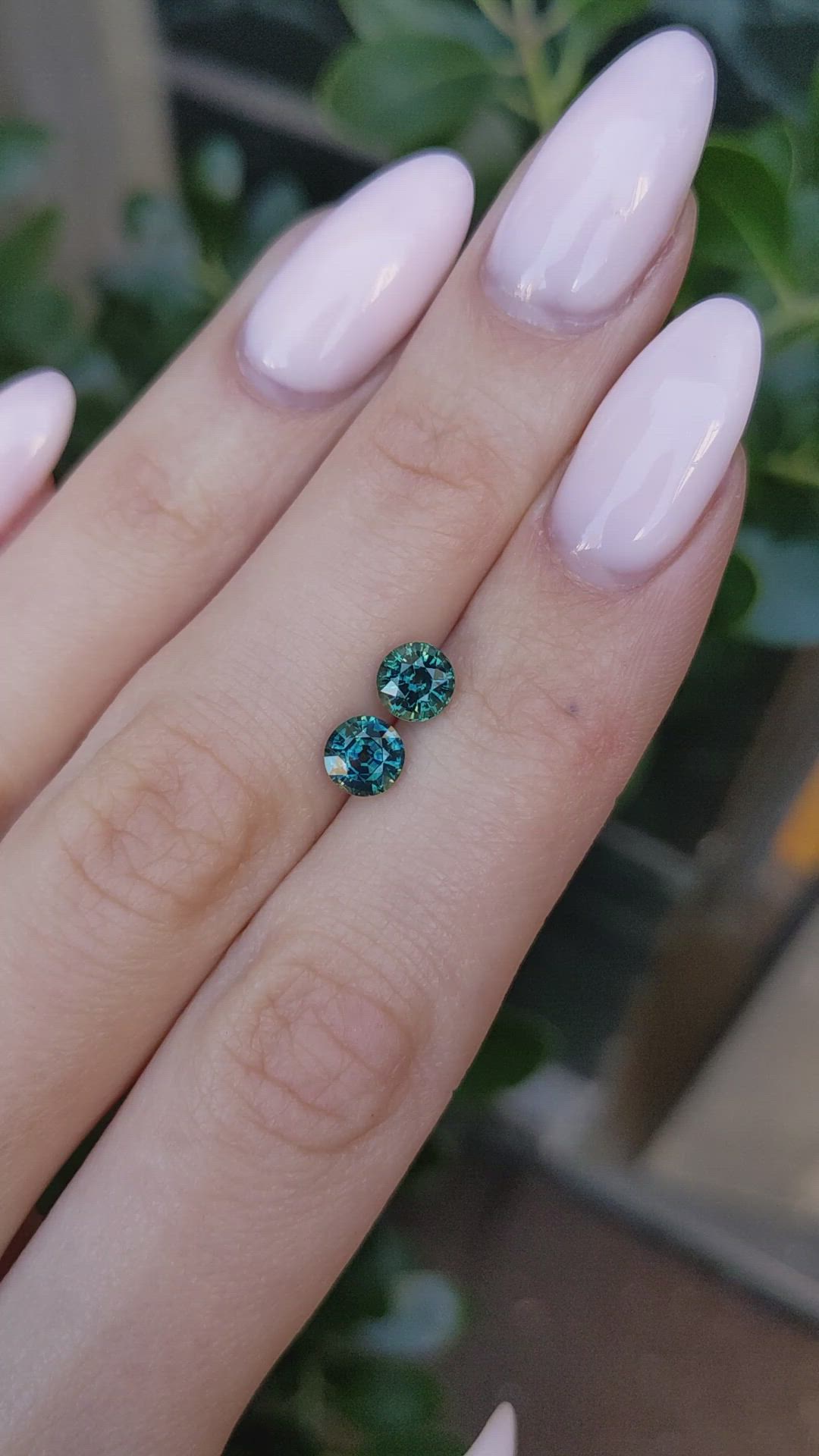 1.86 Ct.Tw.Total Carat Weight Greenish Blue Sapphire Pair from Montana Size Video