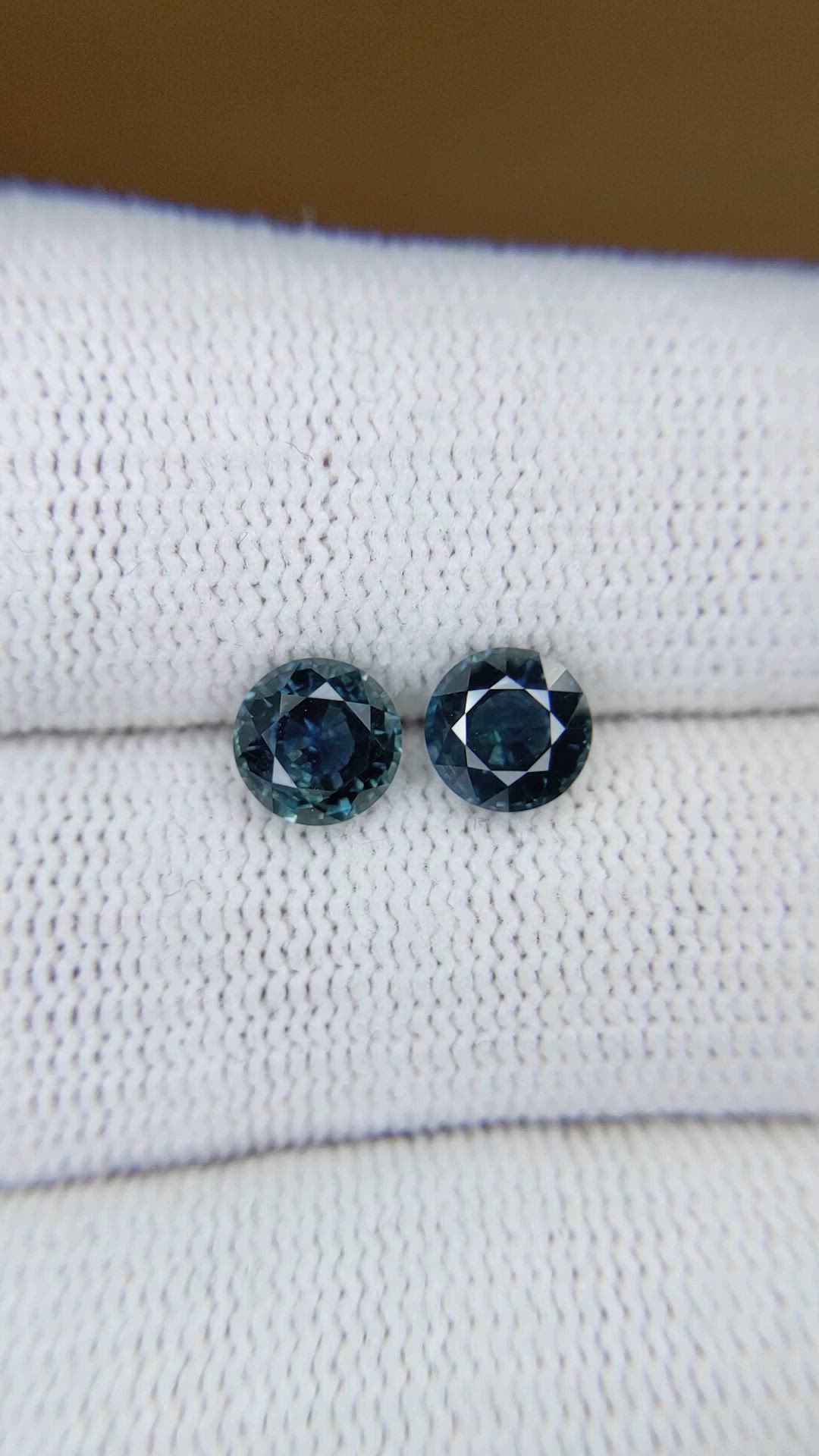 2.42 Ct.Tw.Total Carat Weight Greenish Blue Sapphire Pair from Montana Size Video