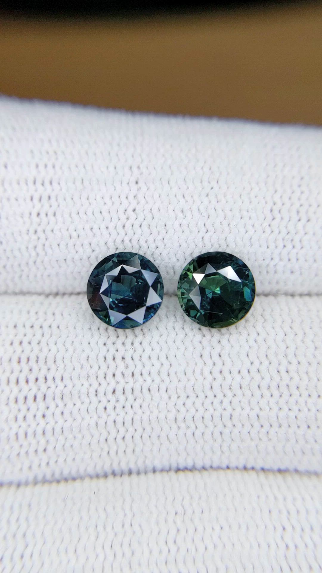 3.88 Ct.Tw.Total Carat Weight Bluish Green Sapphire Pair from Madagascar Size Video