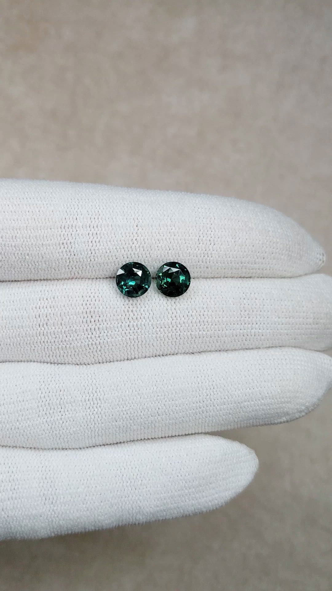 3.88 Ct.Tw.Total Carat Weight Bluish Green Sapphire Pair from Madagascar Size Video