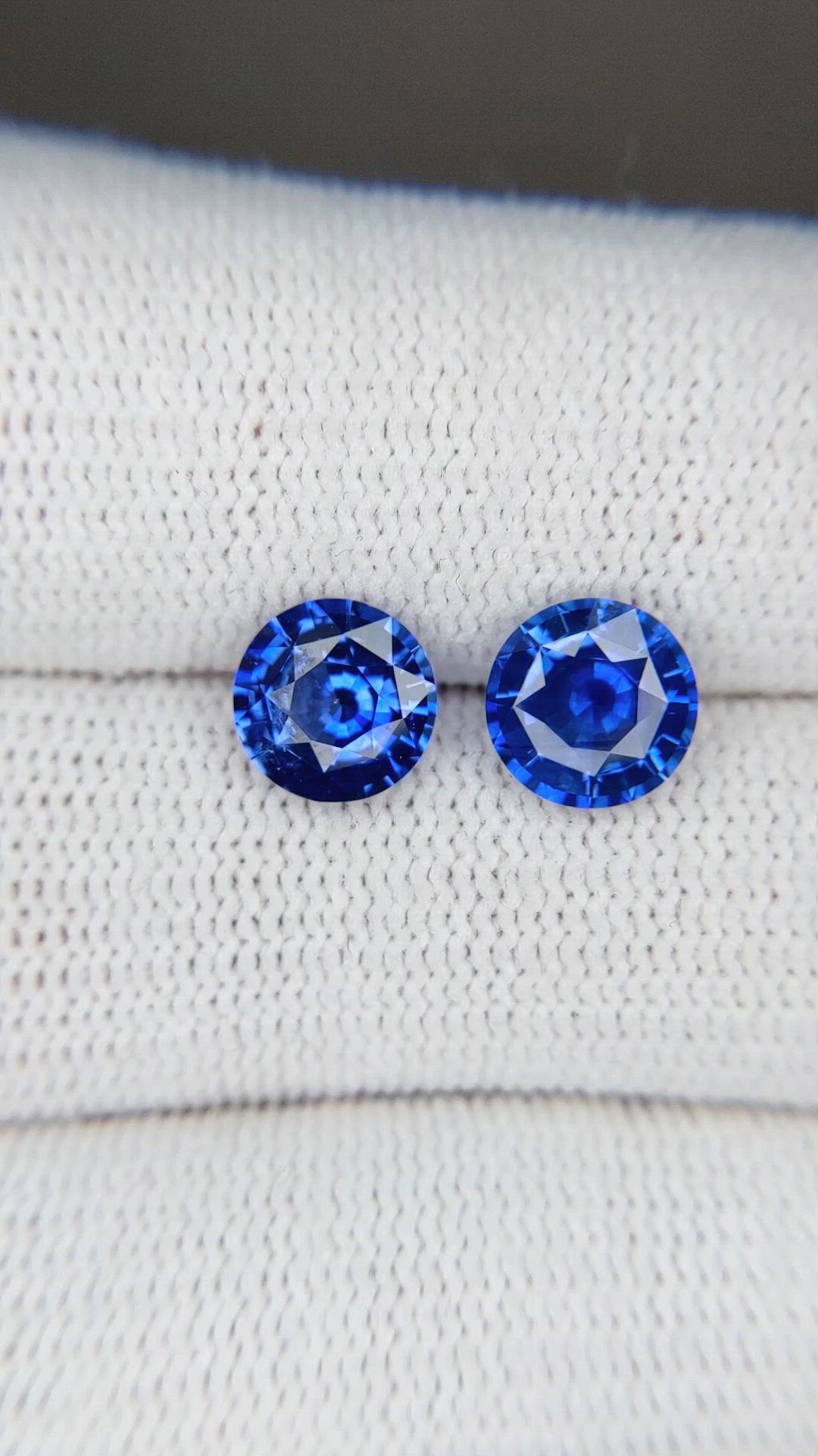 3.50 Ct.Tw.Total Carat Weight Blue Sapphire Pair from Ceylon (Sri Lanka) Size Video