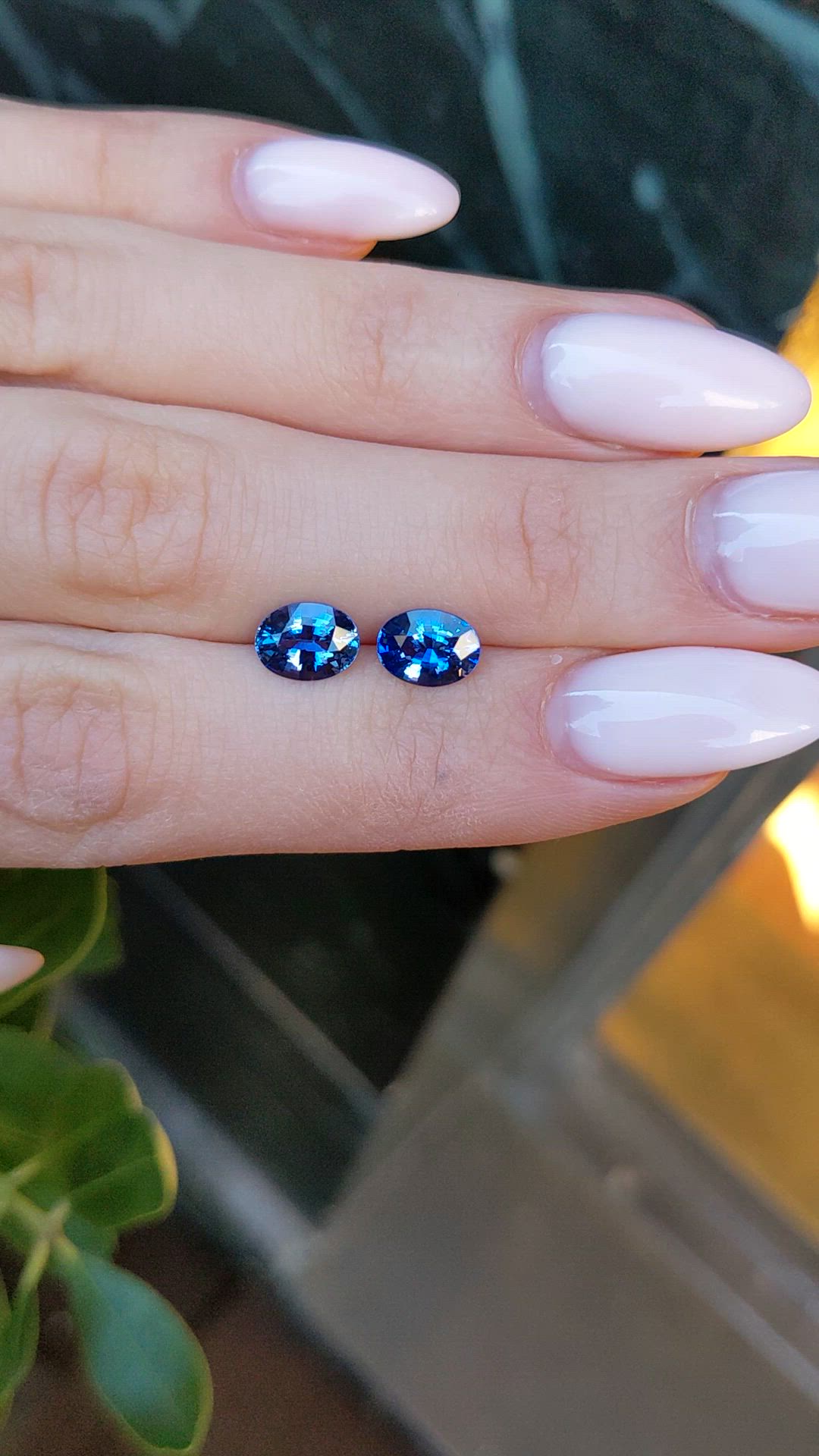 2.87 Ct.Tw.Total Carat Weight Blue Sapphire Pair from Ceylon (Sri Lanka) Size Video