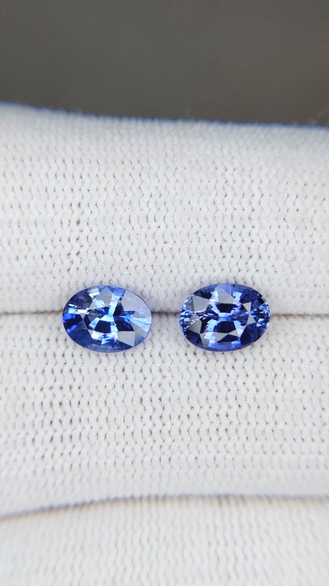2.87 Ct.Tw.Total Carat Weight Blue Sapphire Pair from Ceylon (Sri Lanka) Size Video