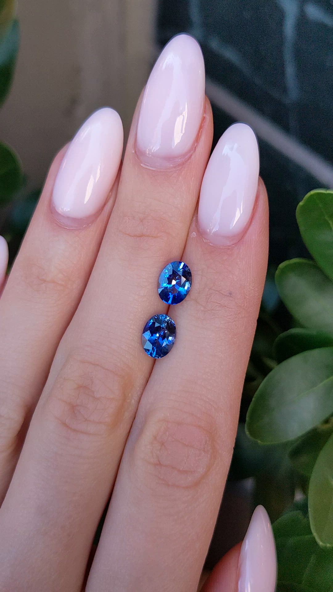 2.87 Ct.Tw.Total Carat Weight Blue Sapphire Pair from Ceylon (Sri Lanka) Size Video