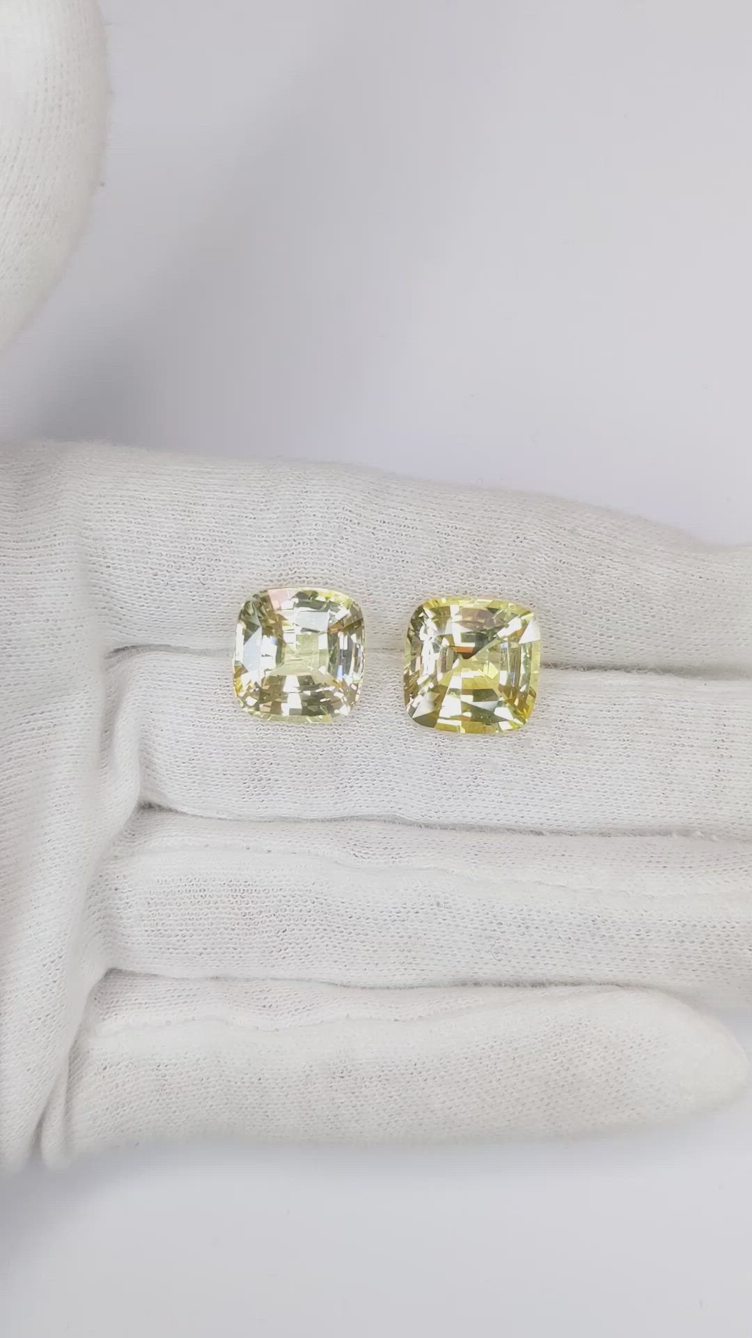 22.16 Ct.Tw.Total Carat Weight Yellow Sapphire Pair from Ceylon (Sri Lanka) Size Video