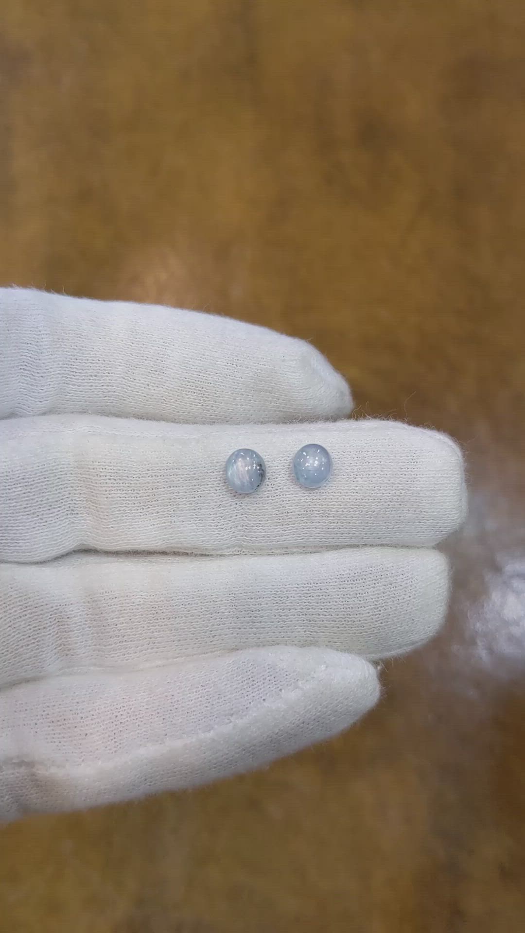 2.03 Ct.Tw.Total Carat Weight Greyish Blue Star Sapphire Pair from Ceylon (Sri Lanka) Size Video
